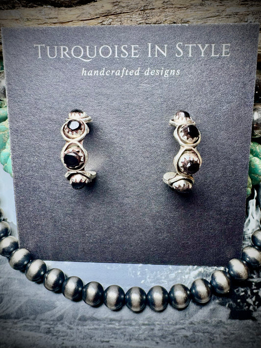 Black Onyx Stud Hoops