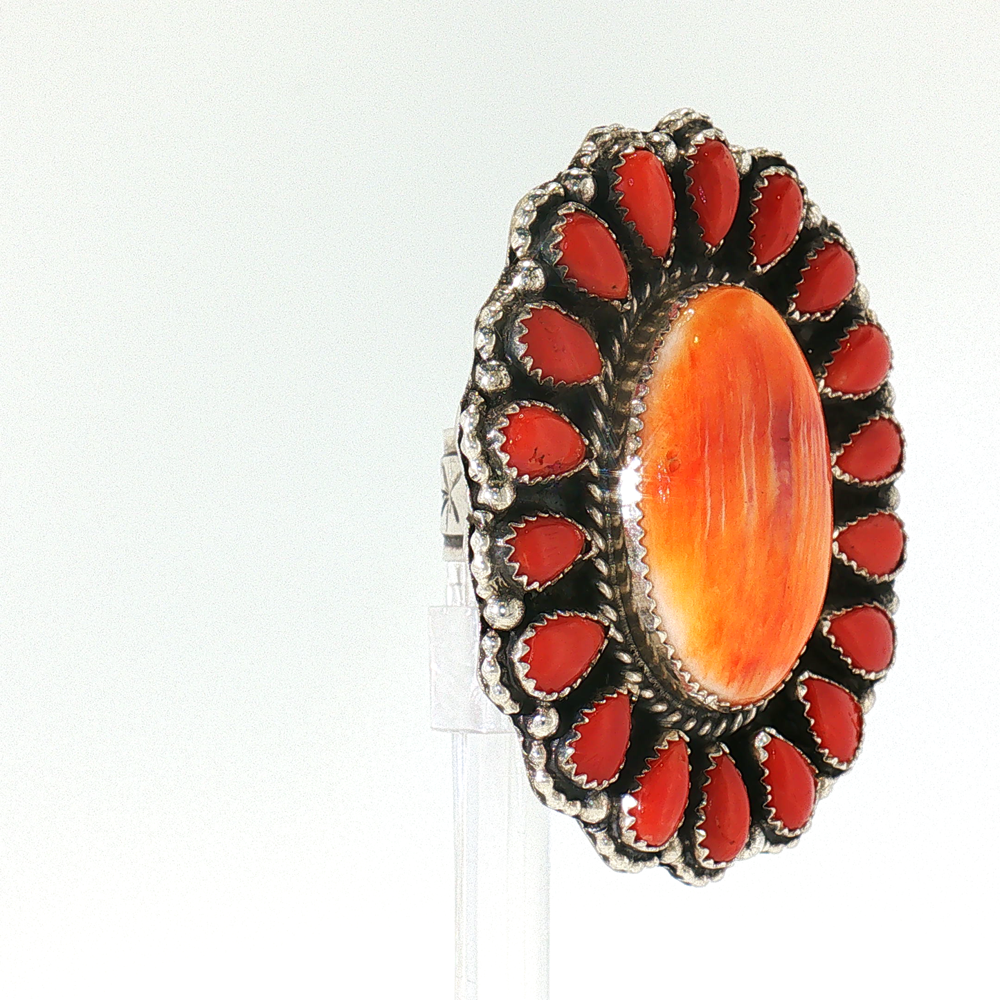Orange Spiny and Red Coral Ring- Adjustable