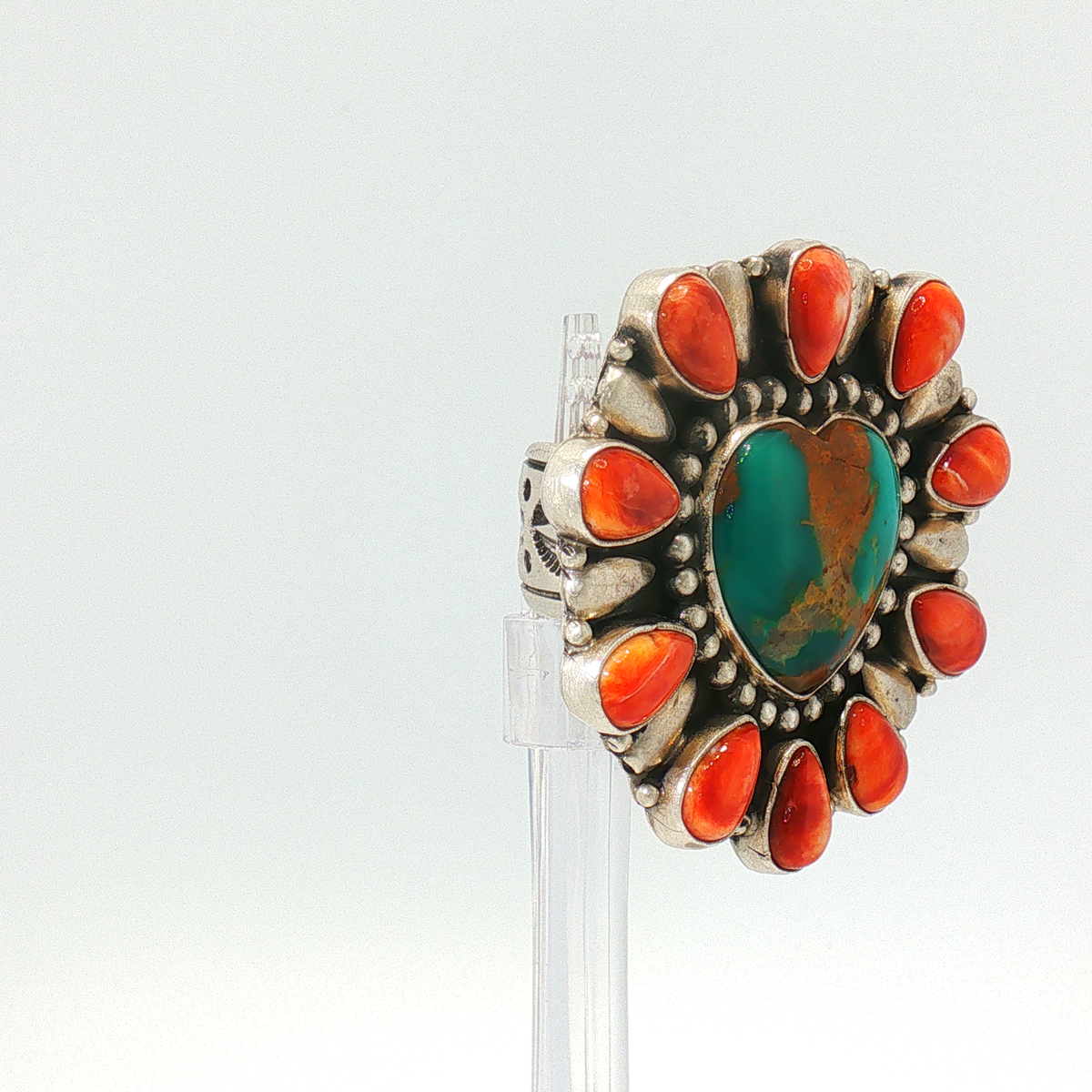 G James Royston & Red Spiny Heart Ring