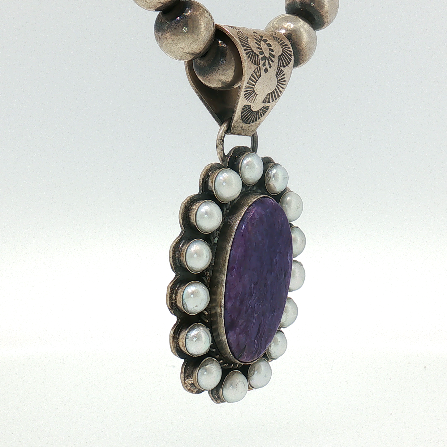 Charoite & Pearl Pendant