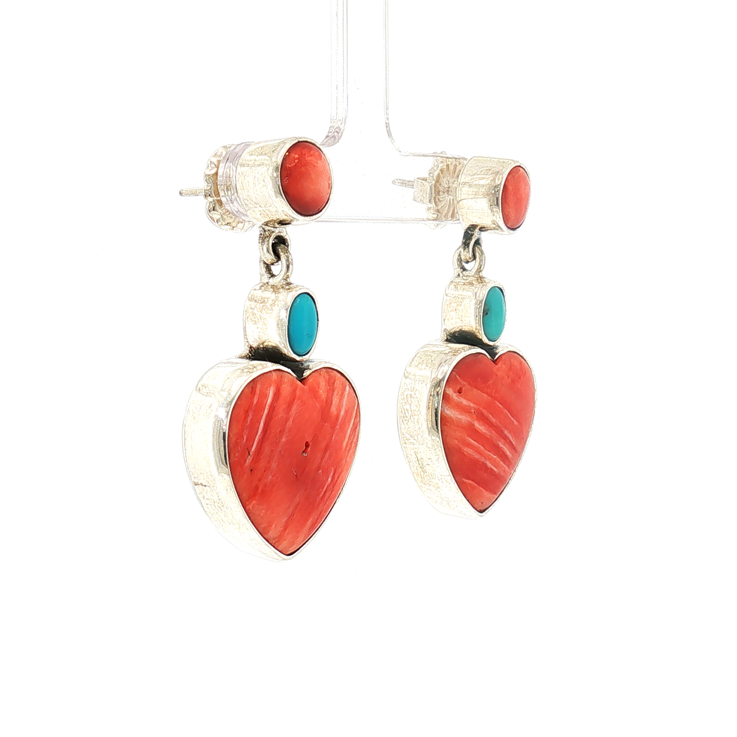 Federico Red Spiny & Turquoise Heart Earrings