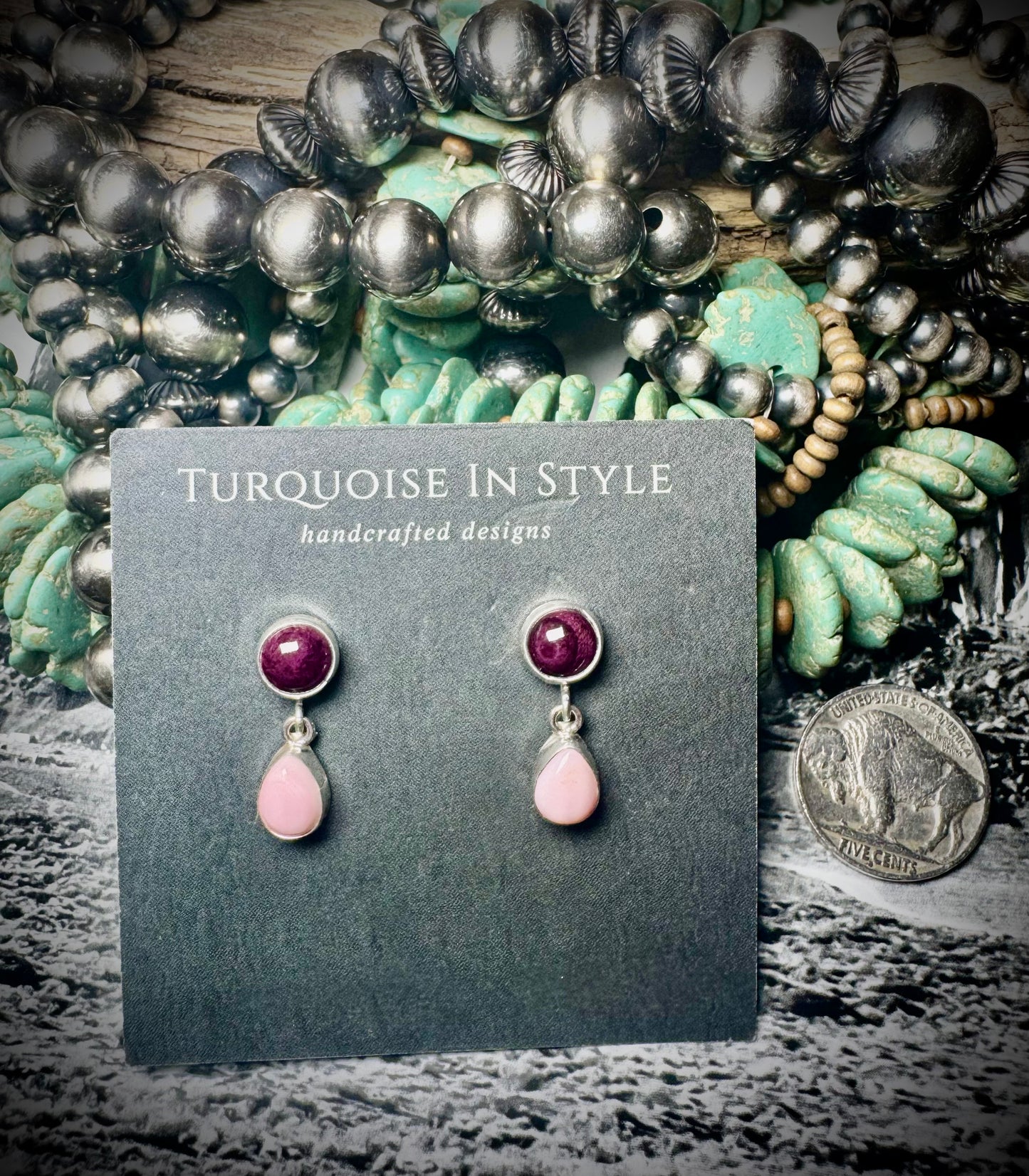 Teardrop Purple and Pink Earrings
