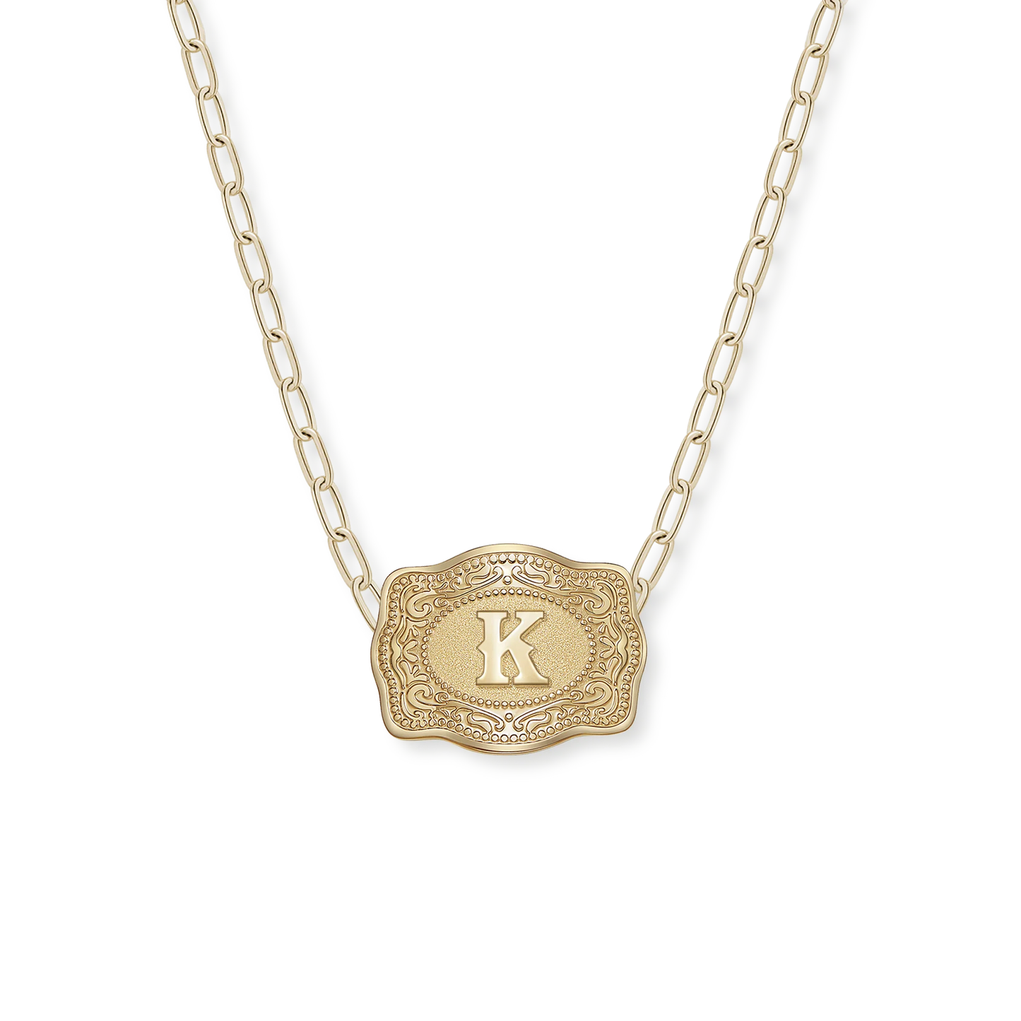 Original Mini Buckle Initial Necklaces- Gold Paperclip Chain