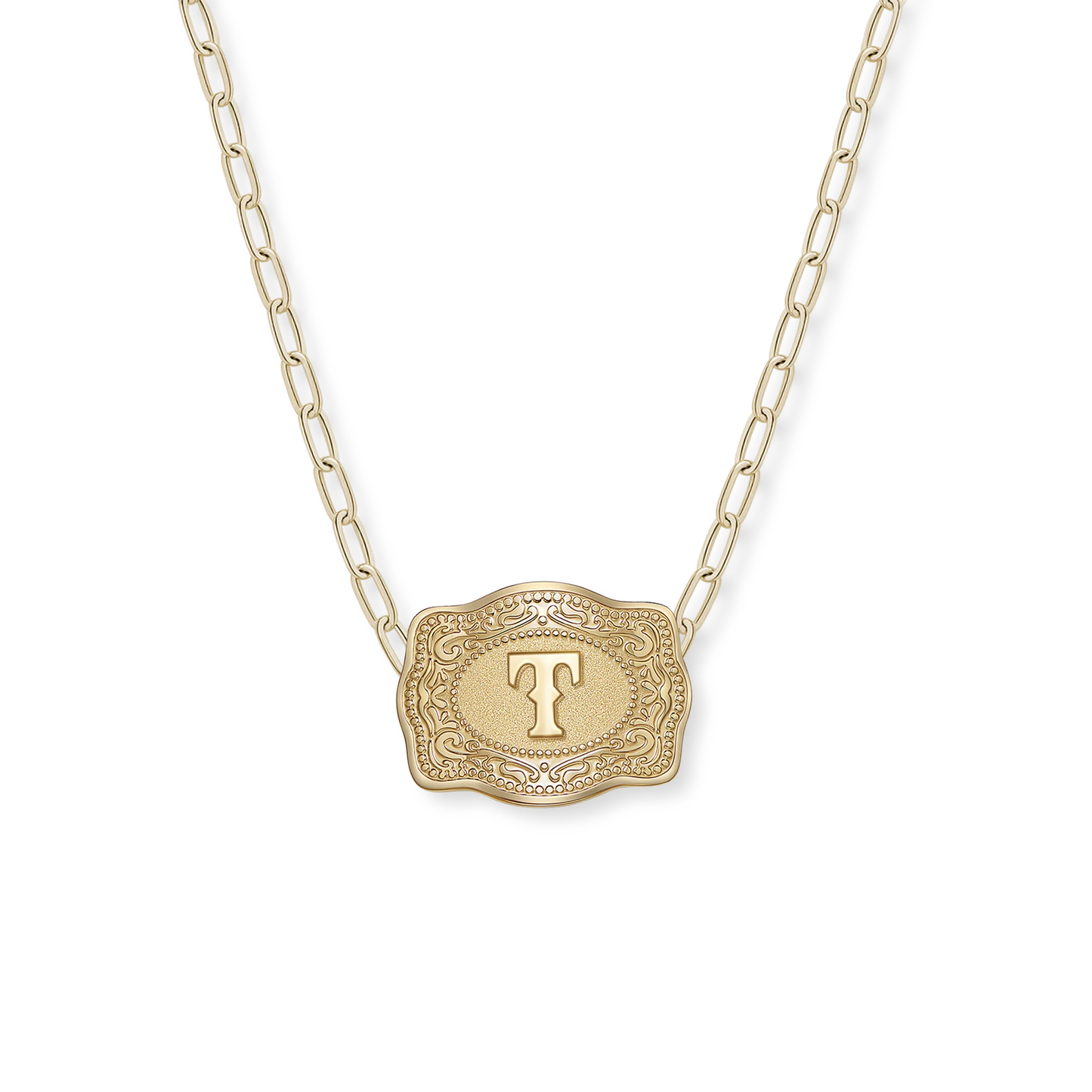 Original Mini Buckle Initial Necklaces- Gold Paperclip Chain
