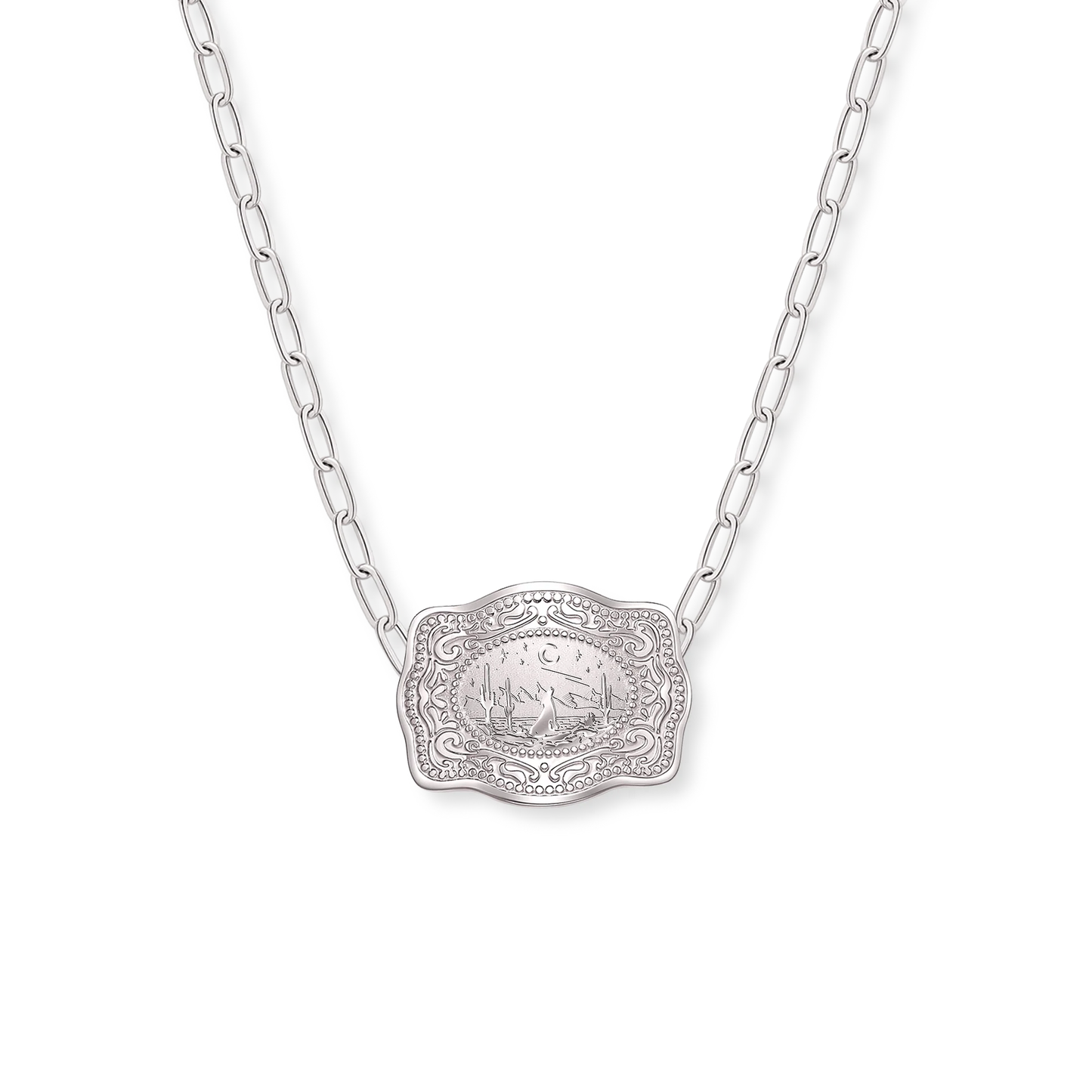 Original Mini Buckle Necklace- Silver Lone Wolf