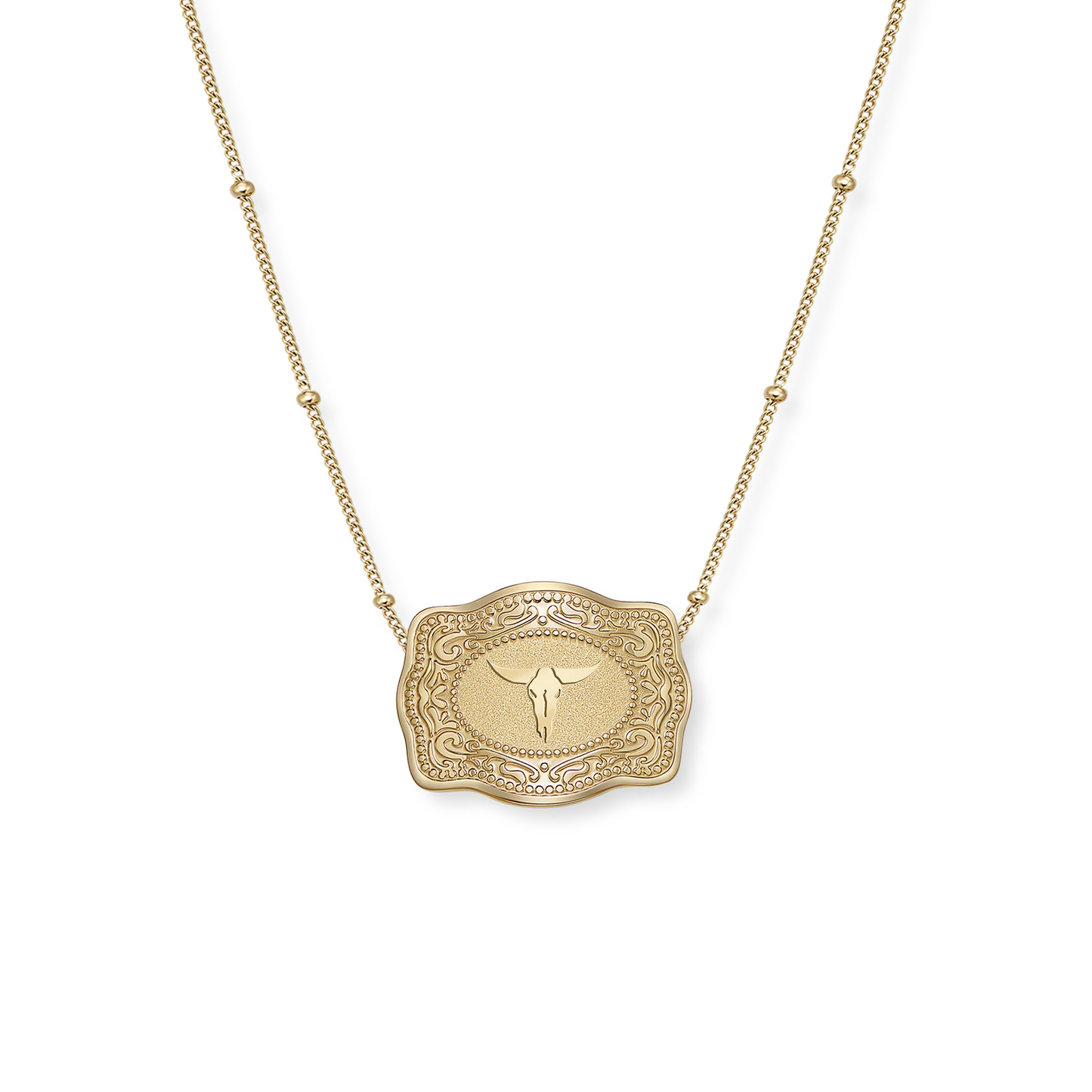 Original Mini Buckle Necklace- Gold Longhorn