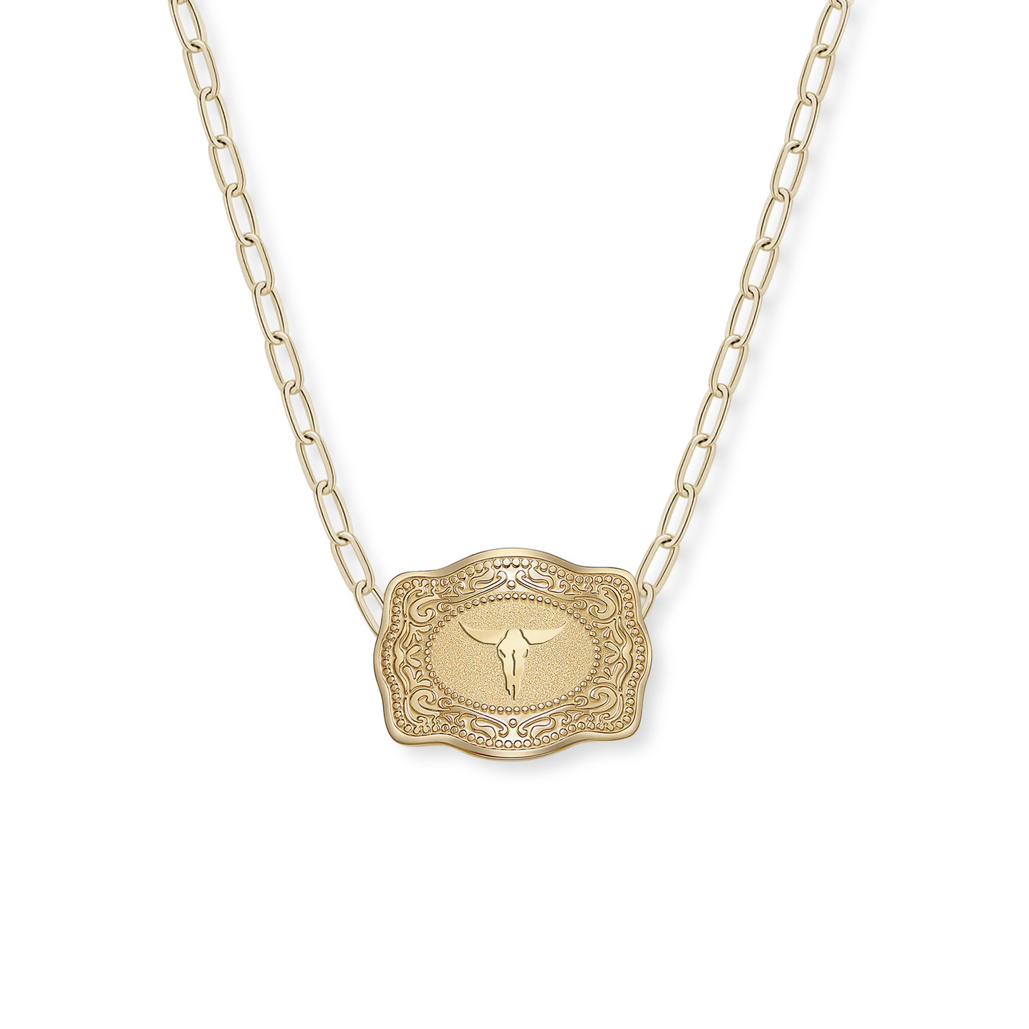 Original Mini Buckle Necklace- Gold Longhorn