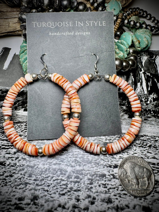 Spiny Orange Heishi Hoops