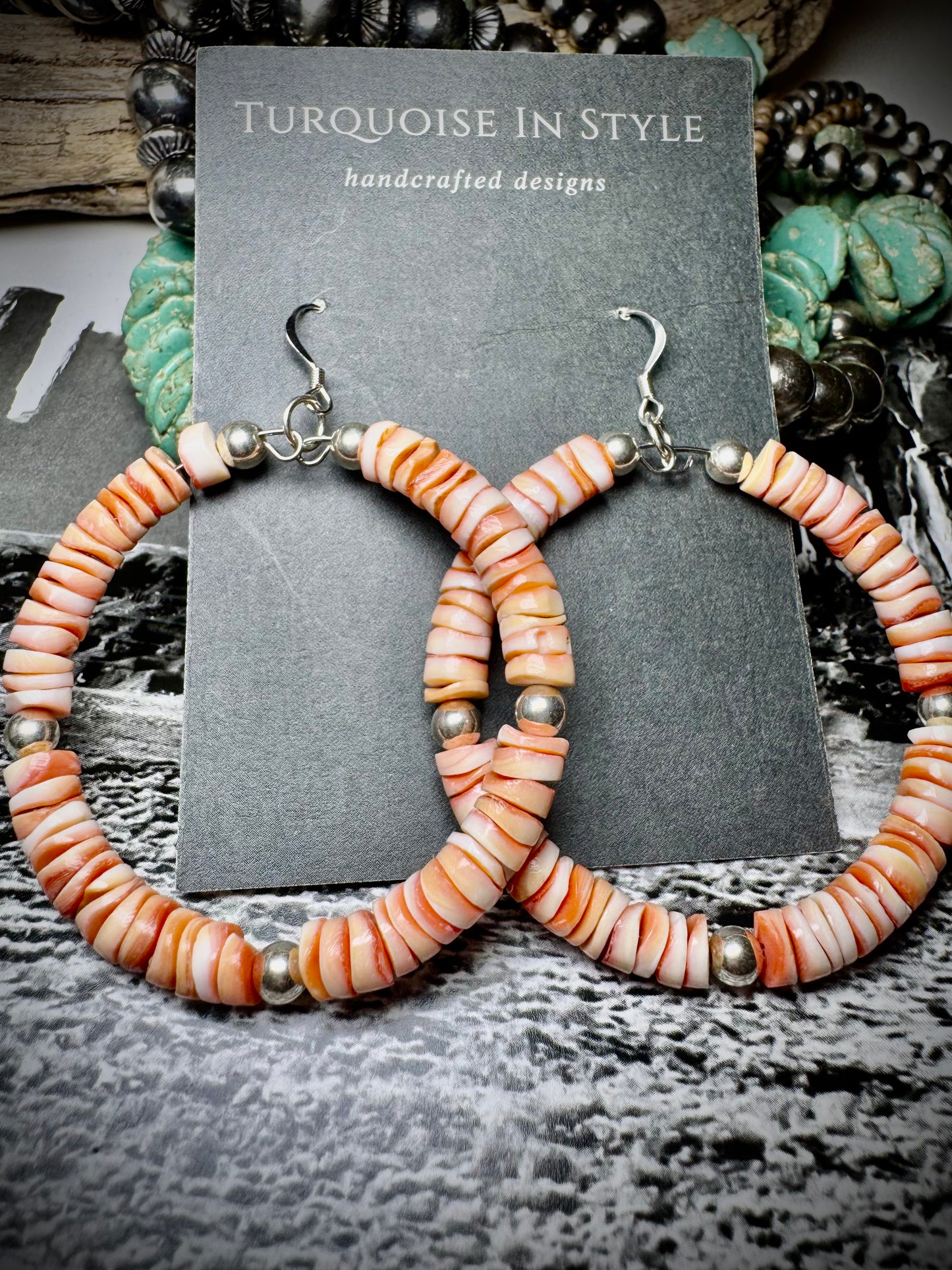Spiny Orange Heishi Hoops