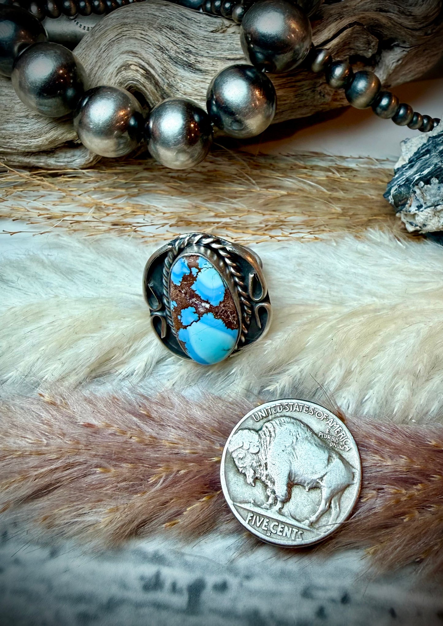 Single Stone Golden Hills Ring by Gilbert Nez