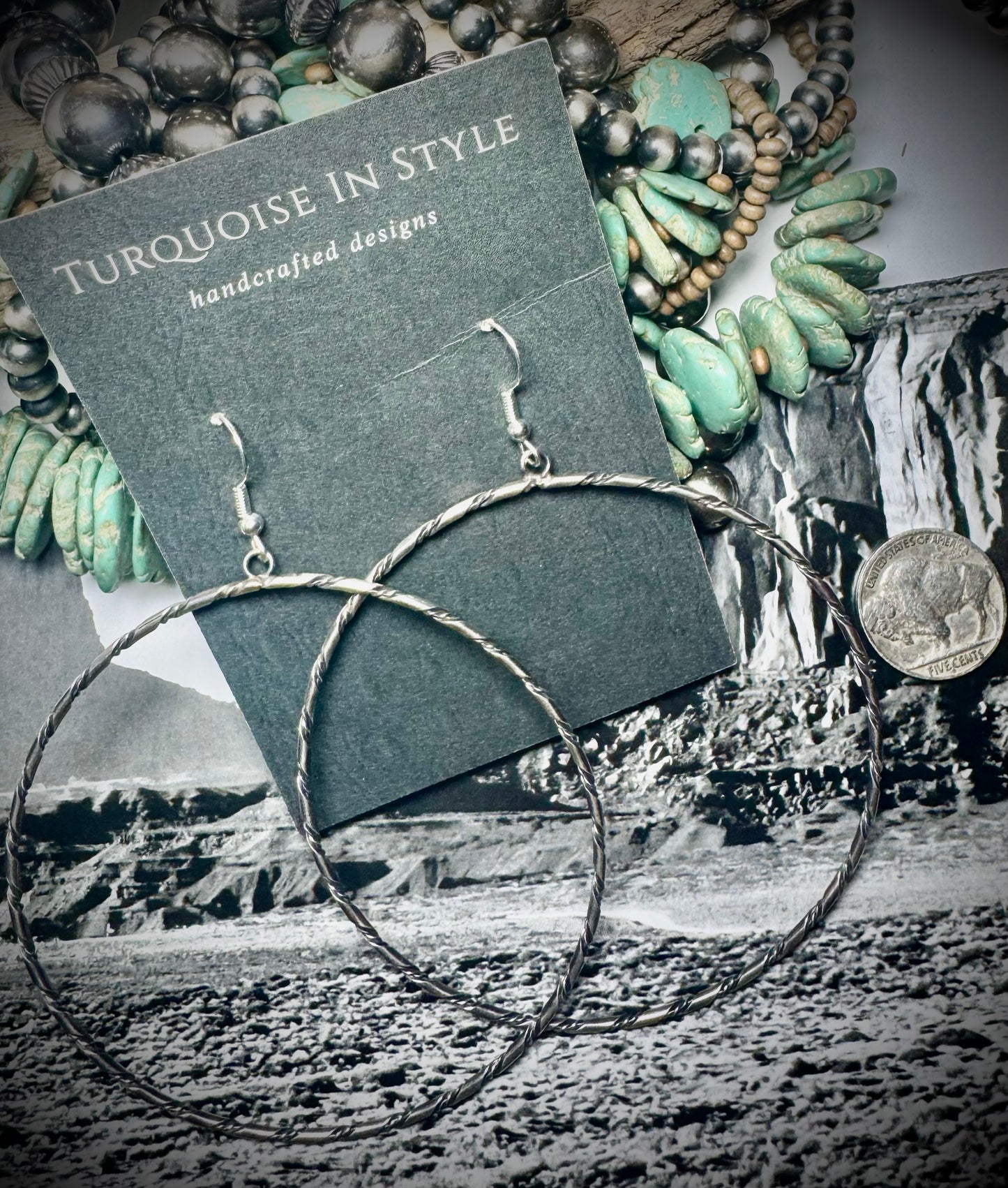 Big Twisted Silver Hoops
