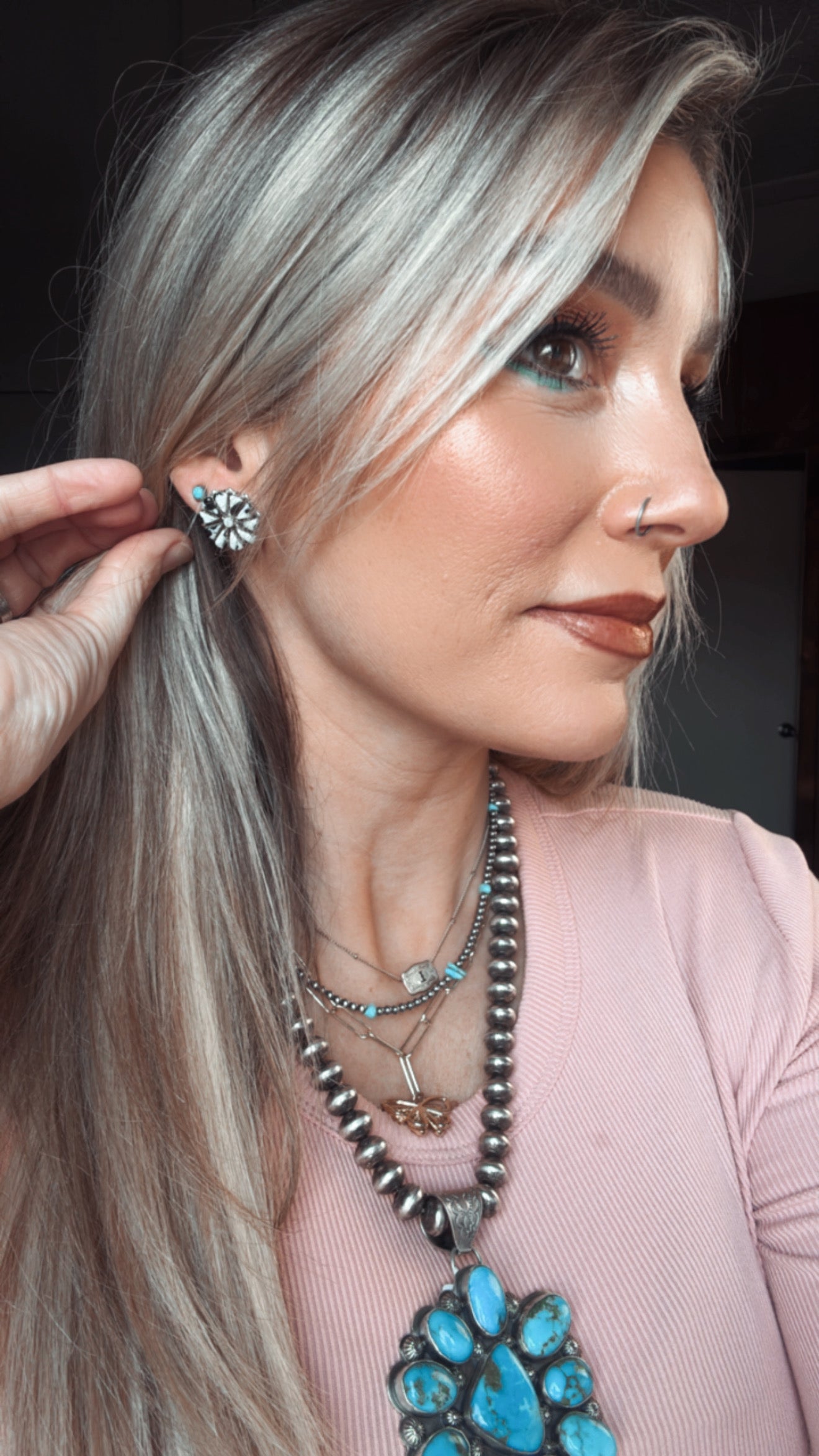 White Buffalo Cluster Earring