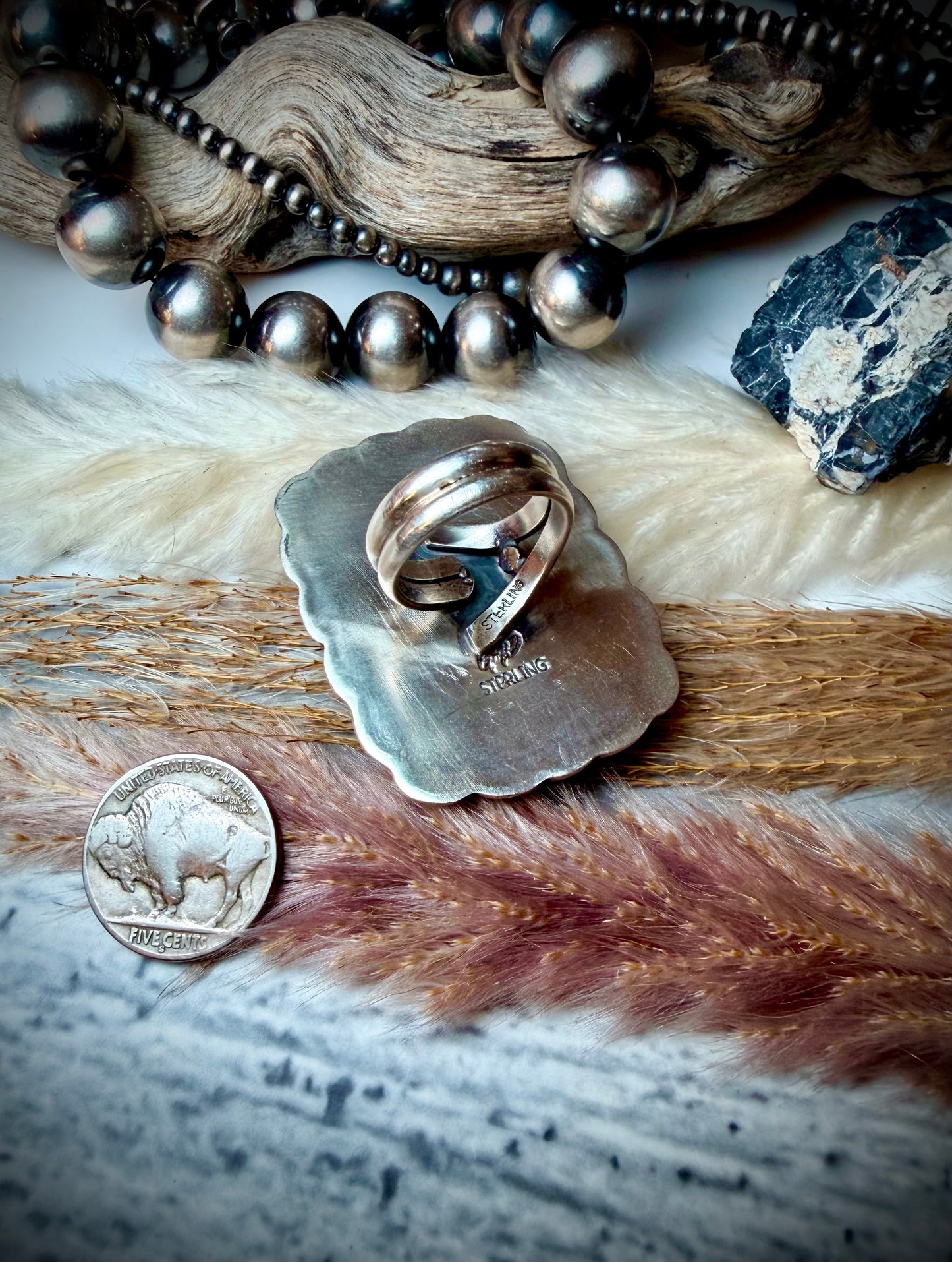 Stunning Rectangle Blackjack Ring by Gilbert Platero (Adjustable)