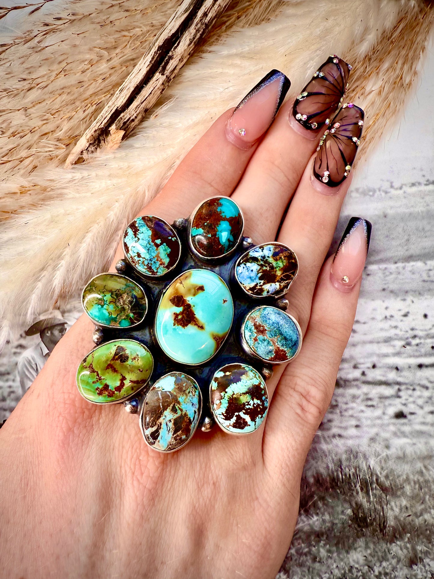 Ella Peter Large Round Cluster Ring — Mixed Mine (Size 9.5)