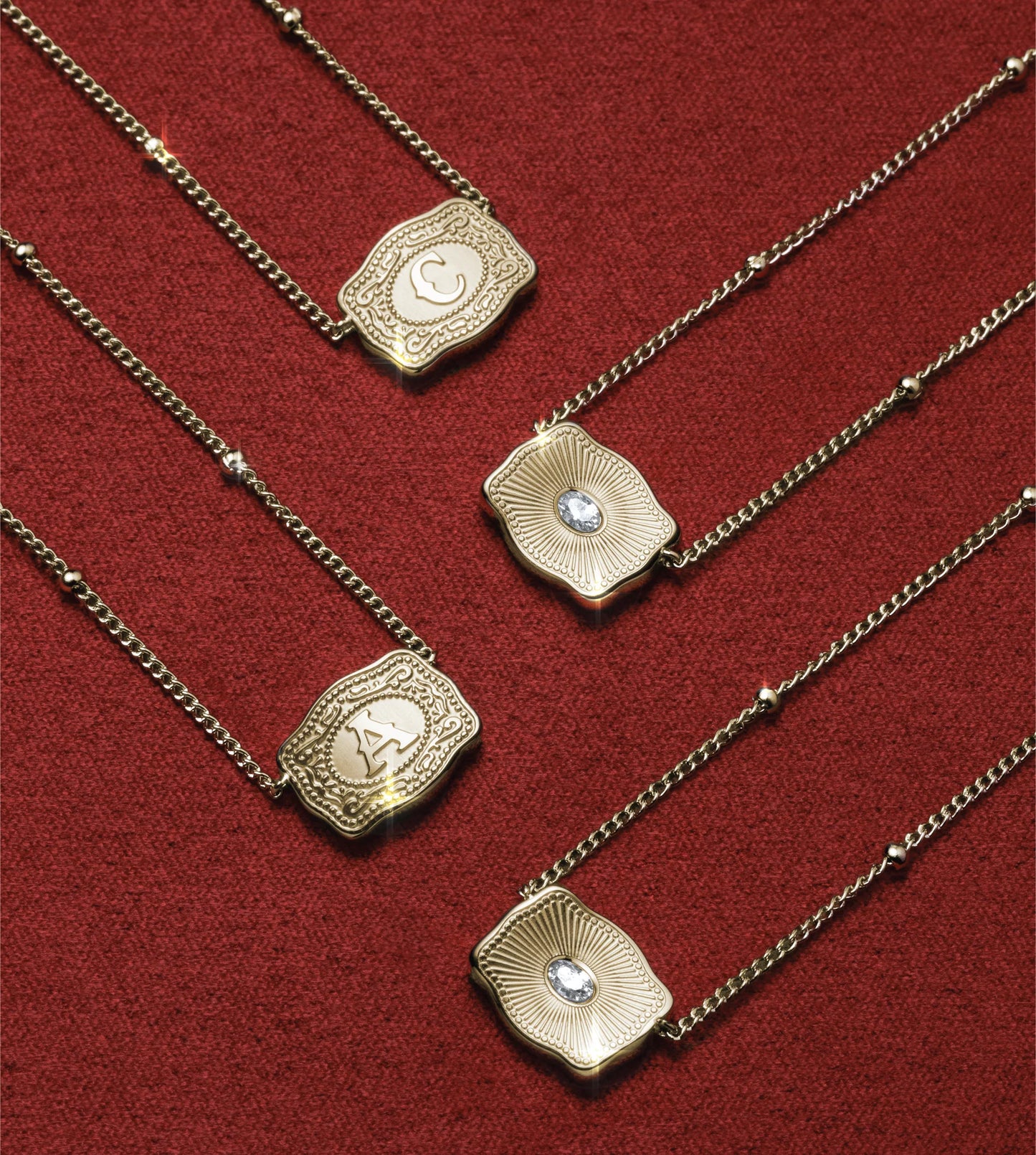 Ultra Mini Buckle Initial Necklaces- Gold