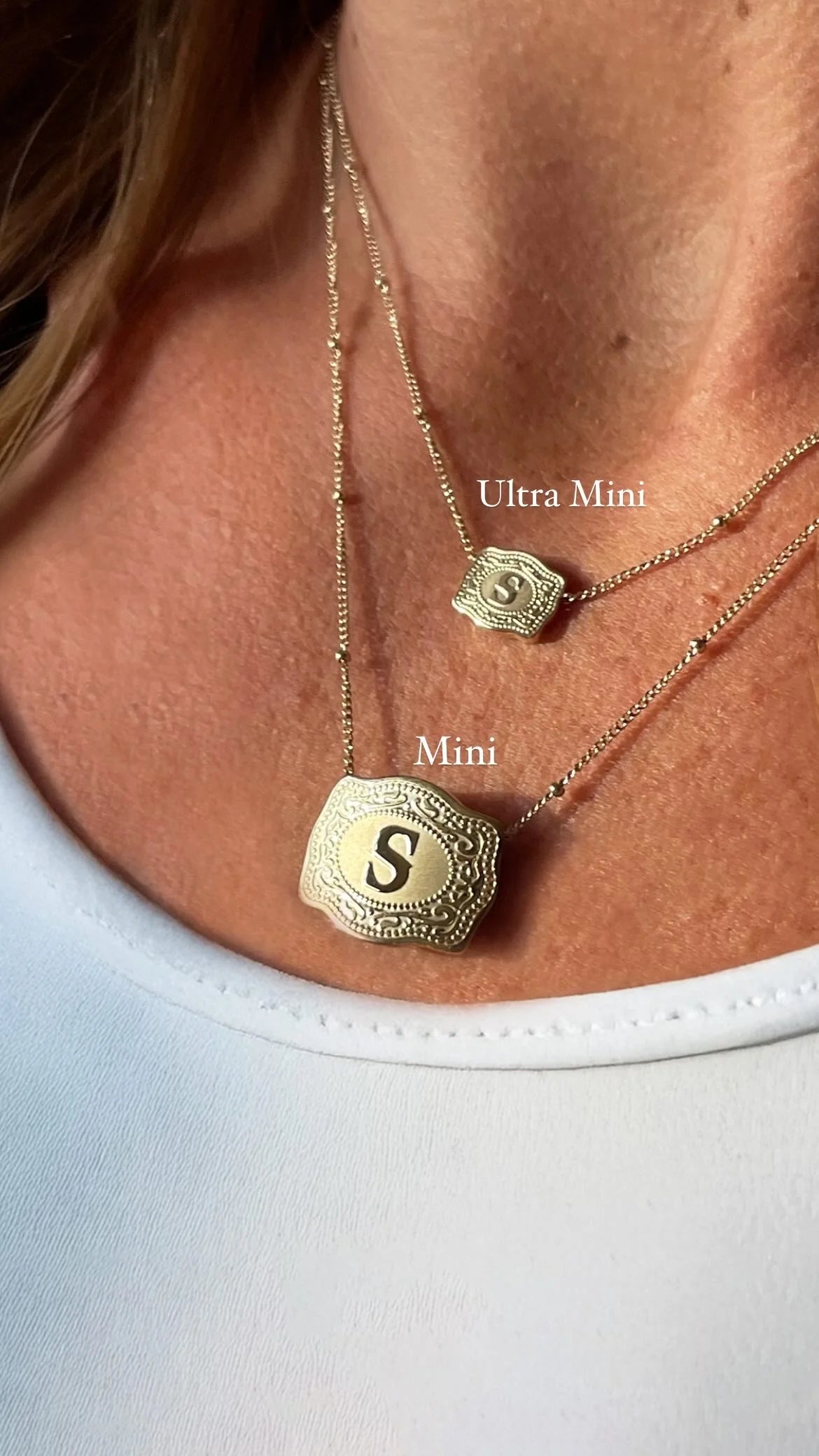 Ultra Mini Buckle Initial Necklaces- Gold