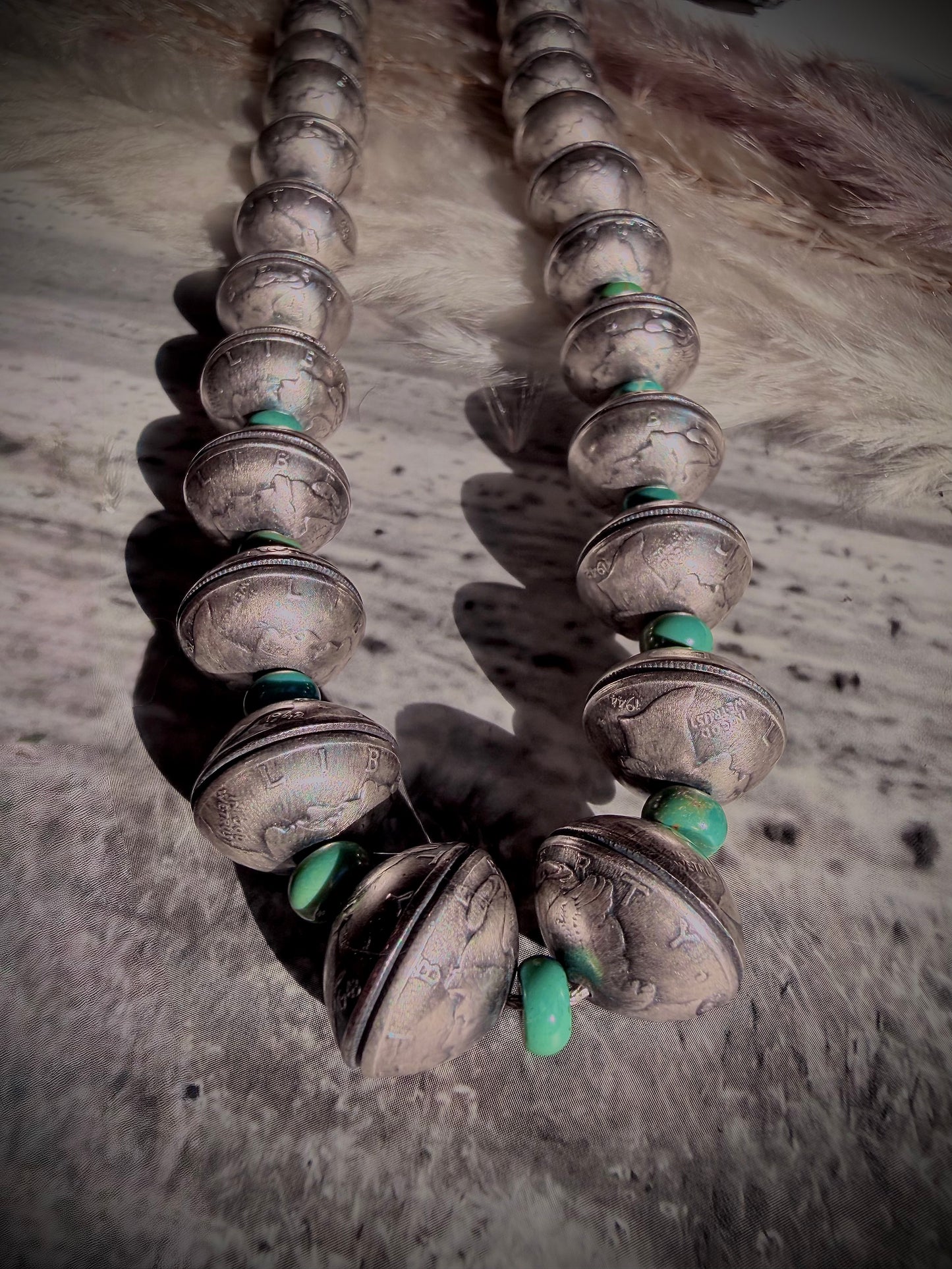 27" James McCabe Mercury Dime Necklace with Green Turquoise