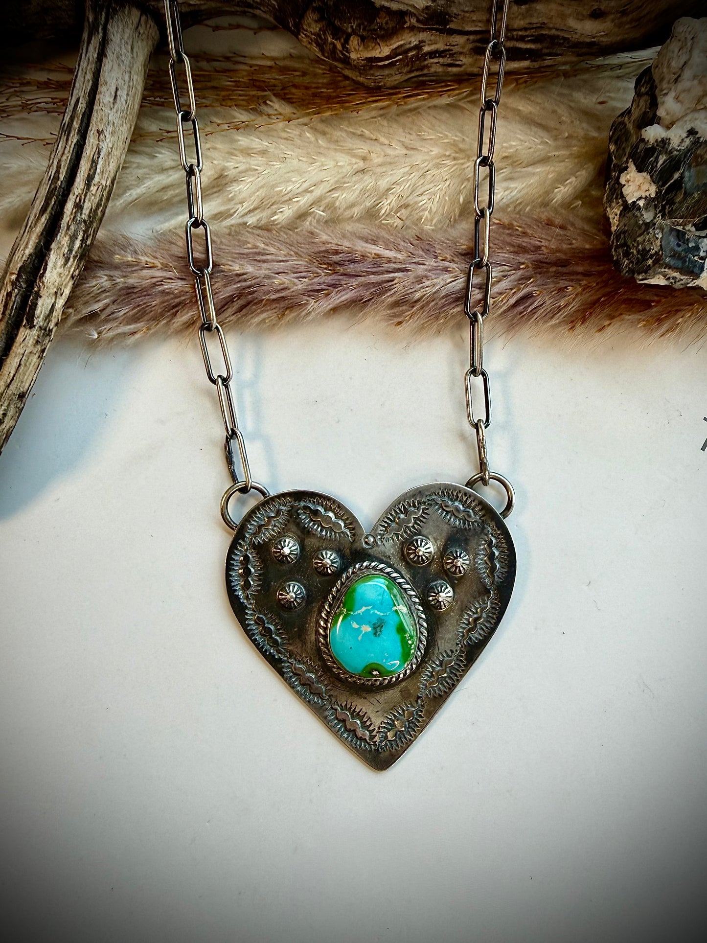 Gilbert Platero Stamped Heart Necklaces