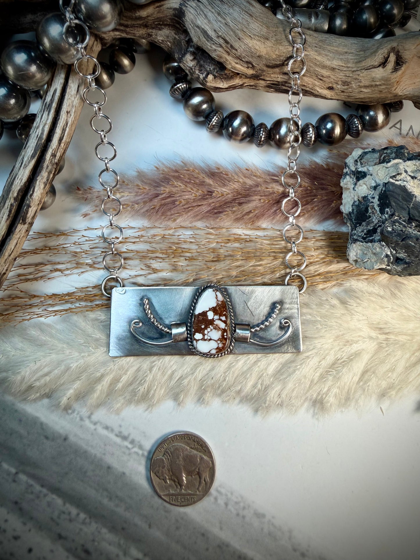 Wild Horse Stamped Bar Necklace