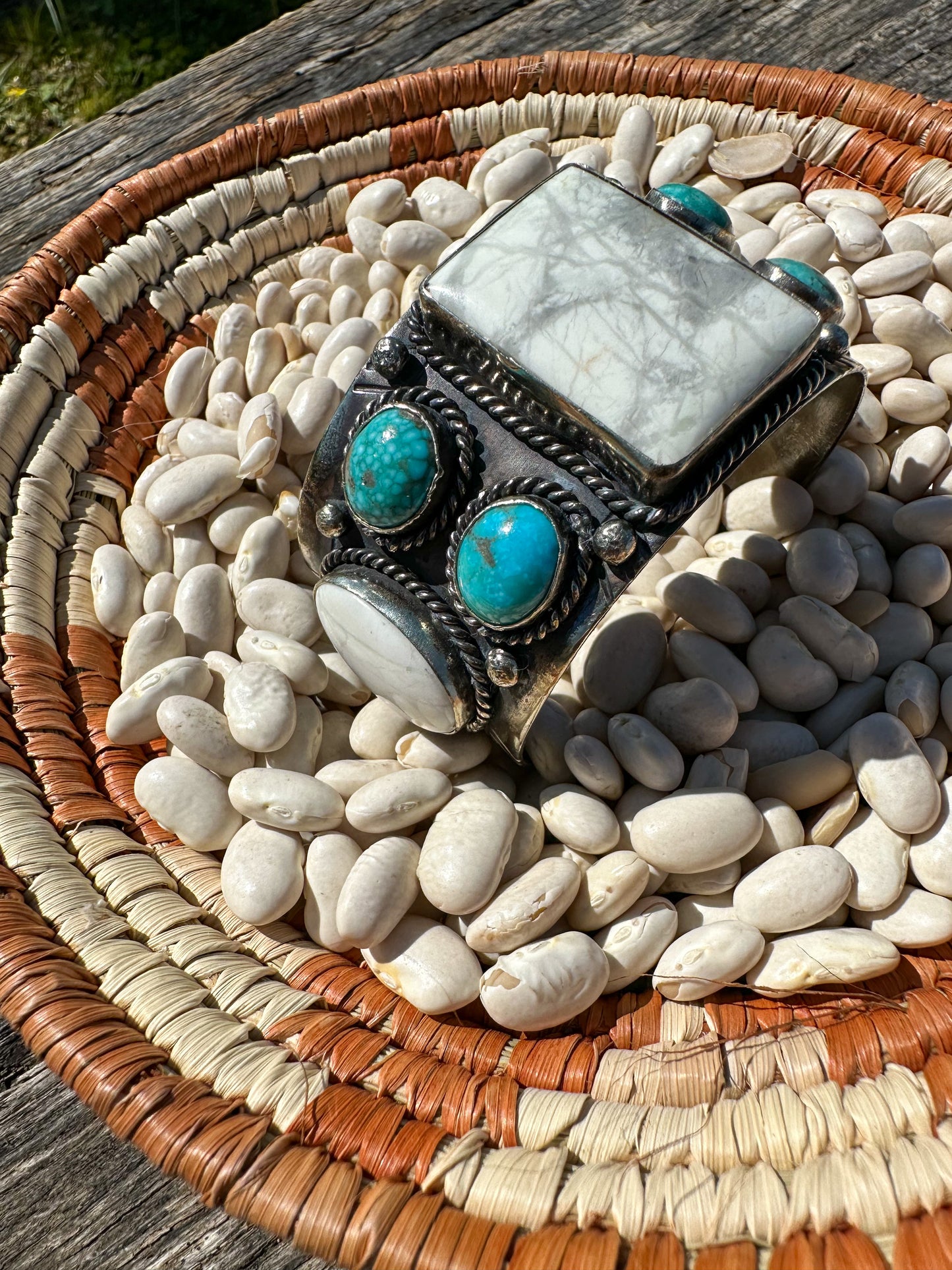 White Buffalo & Turquoise Cuff
