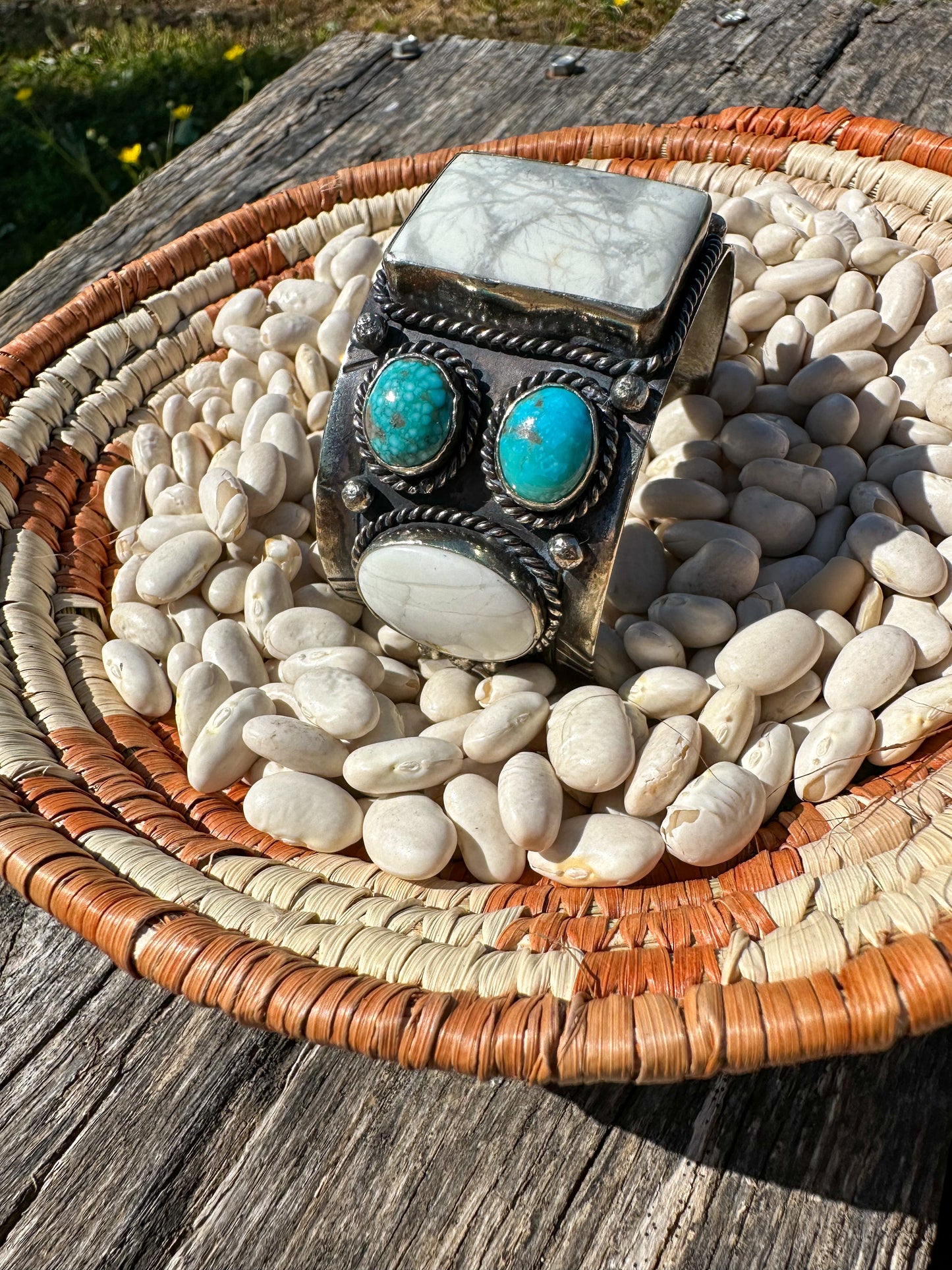 White Buffalo & Turquoise Cuff