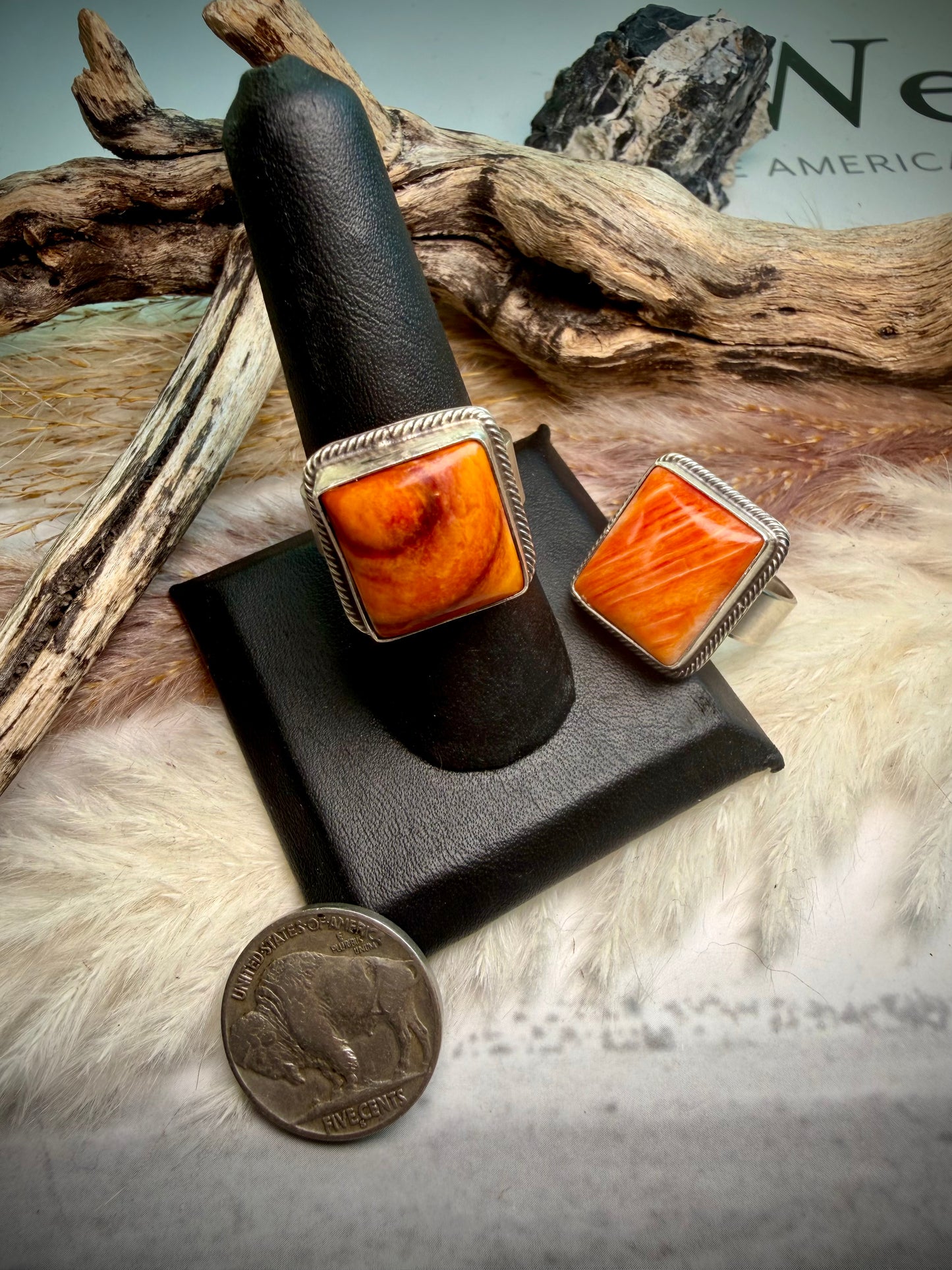 Antionette Martinez Orange Spiny Rings