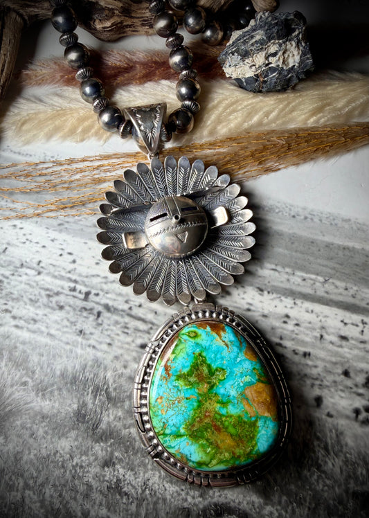 Huge Sonoran Sunface Kachina Pendant by Freddy Charley