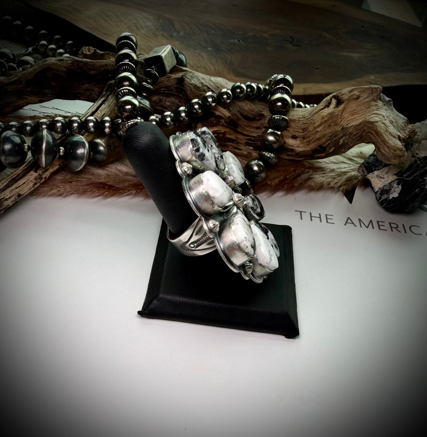 White Buffalo Cluster Ring- 9 1/2