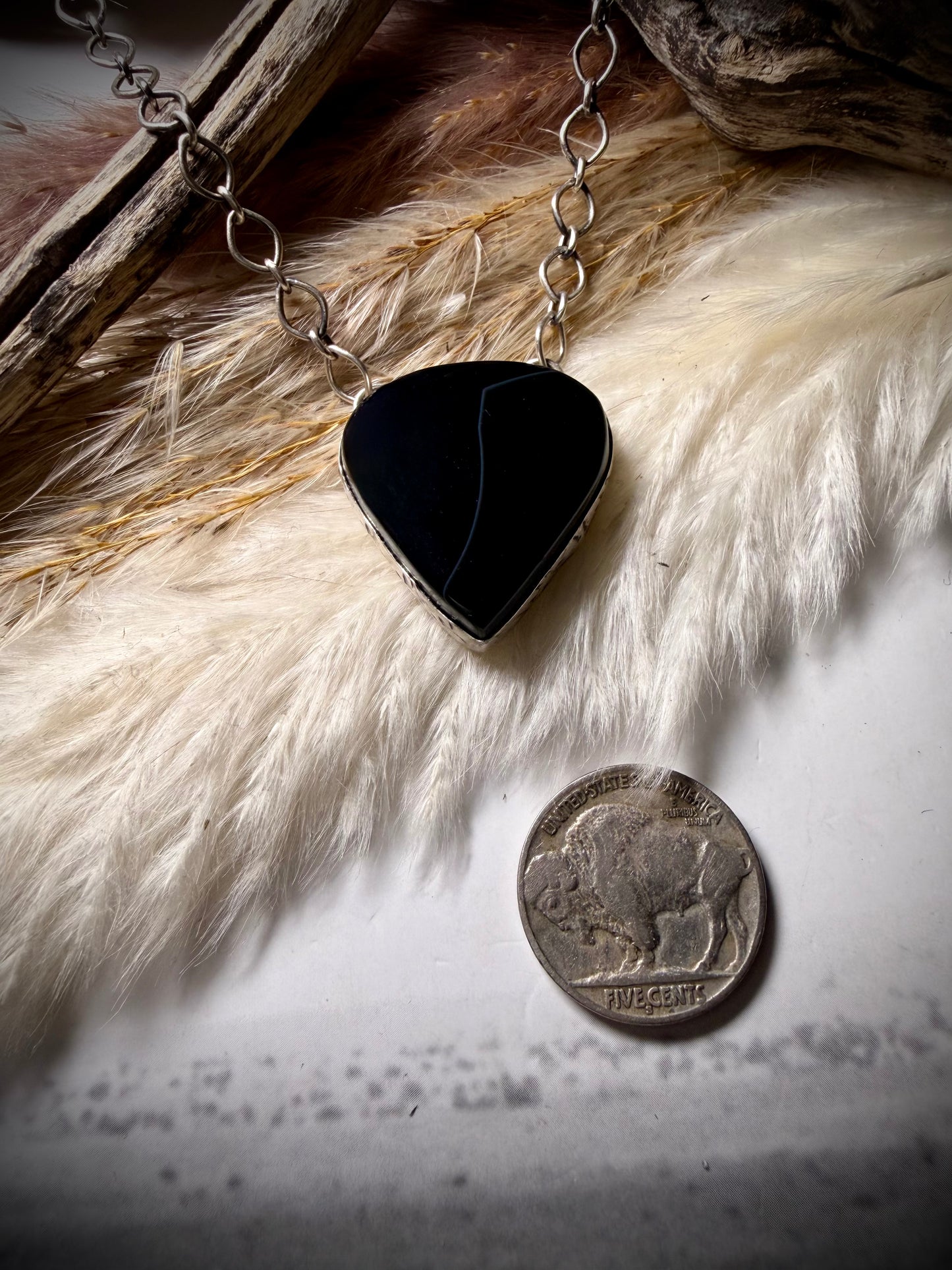 Obsidian "Lightning Bolt" Necklace