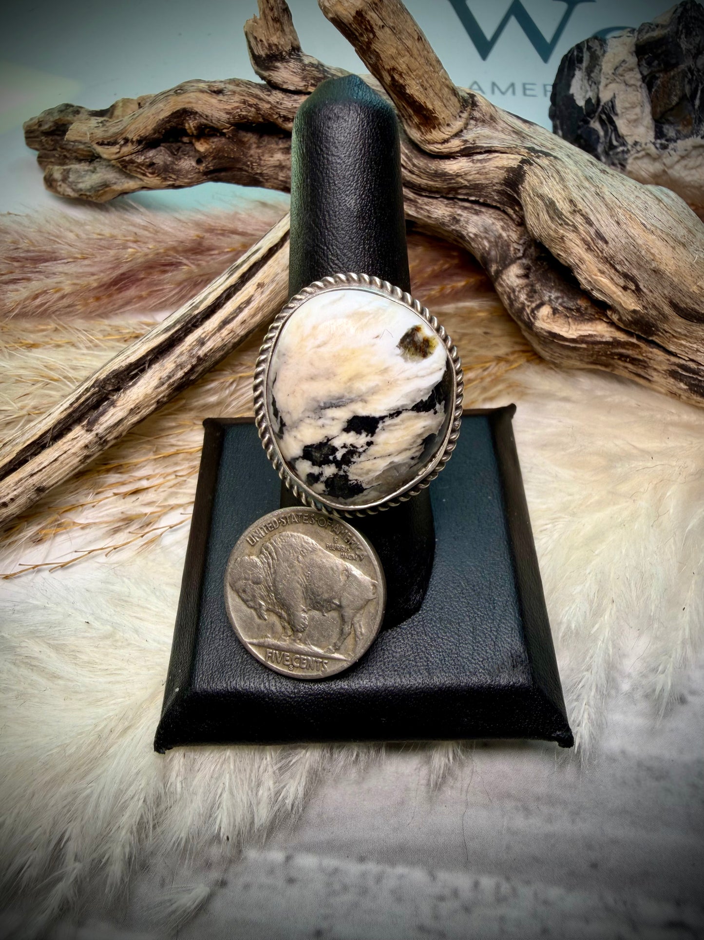 Donovan Nez White Buffalo Adjustable Ring