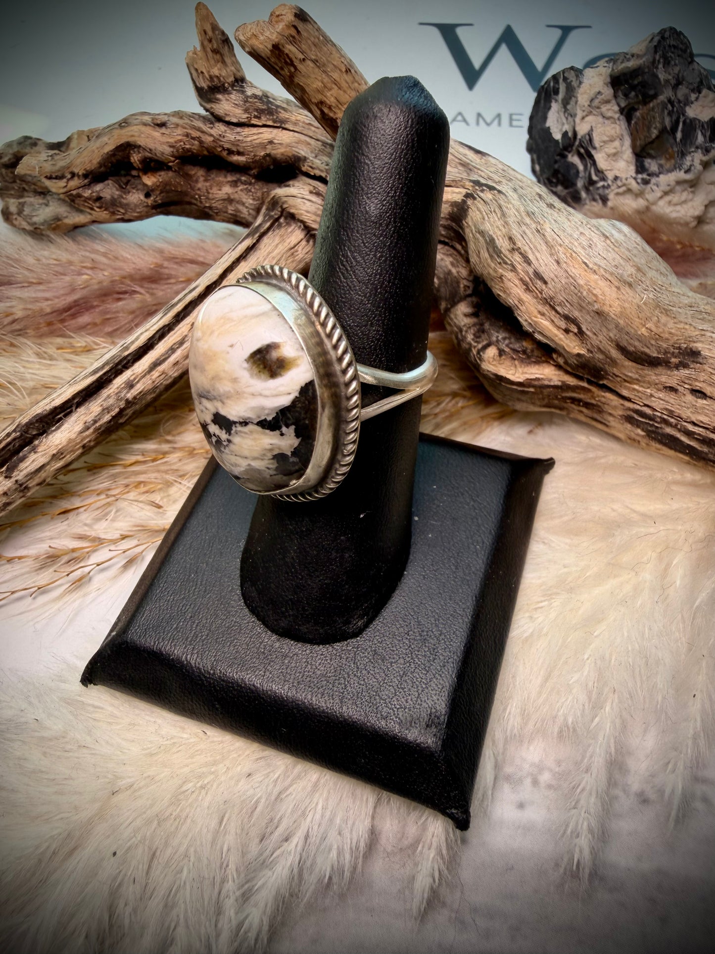 Donovan Nez White Buffalo Adjustable Ring