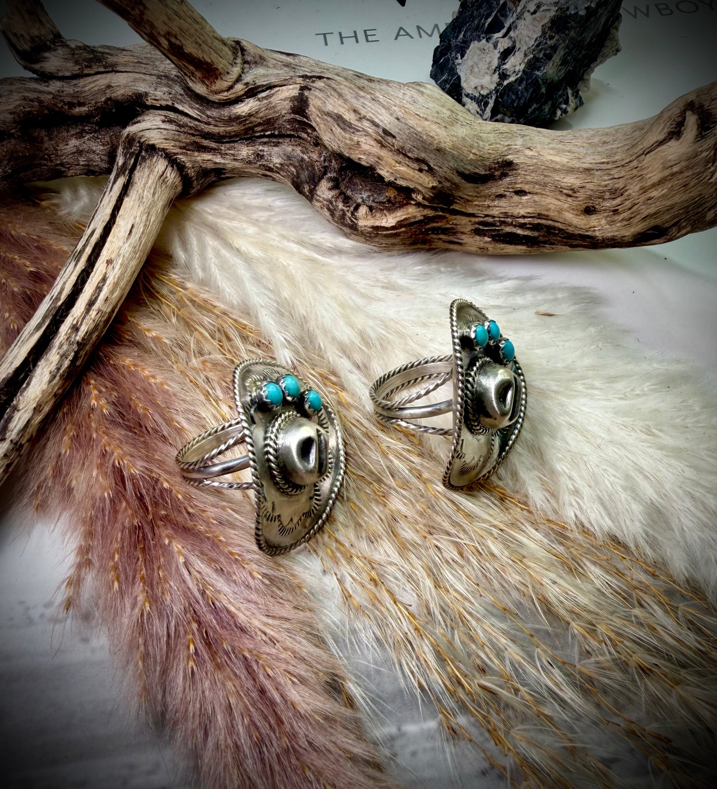 Cowboy Hat with Three Turq Stones Ring