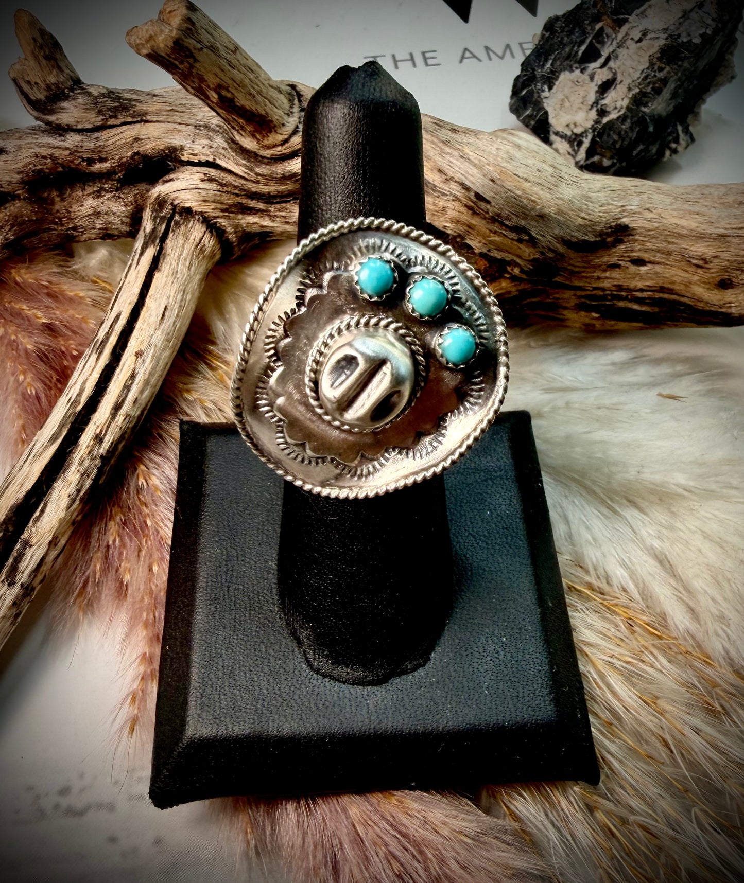 Cowboy Hat with Three Turq Stones Ring