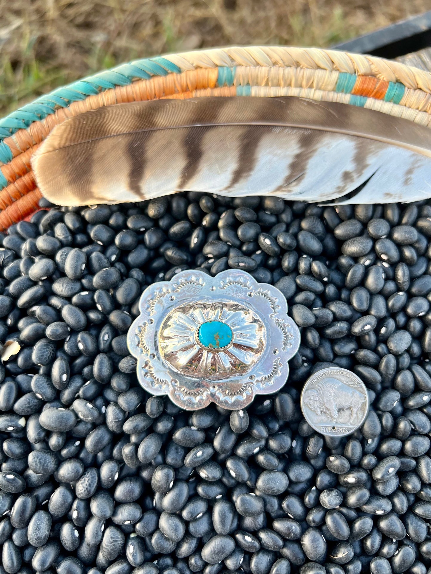 Sterling Concho Pin