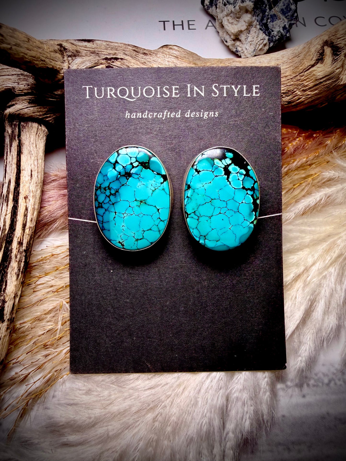 Large Teal Turquoise Snakeskin Studs