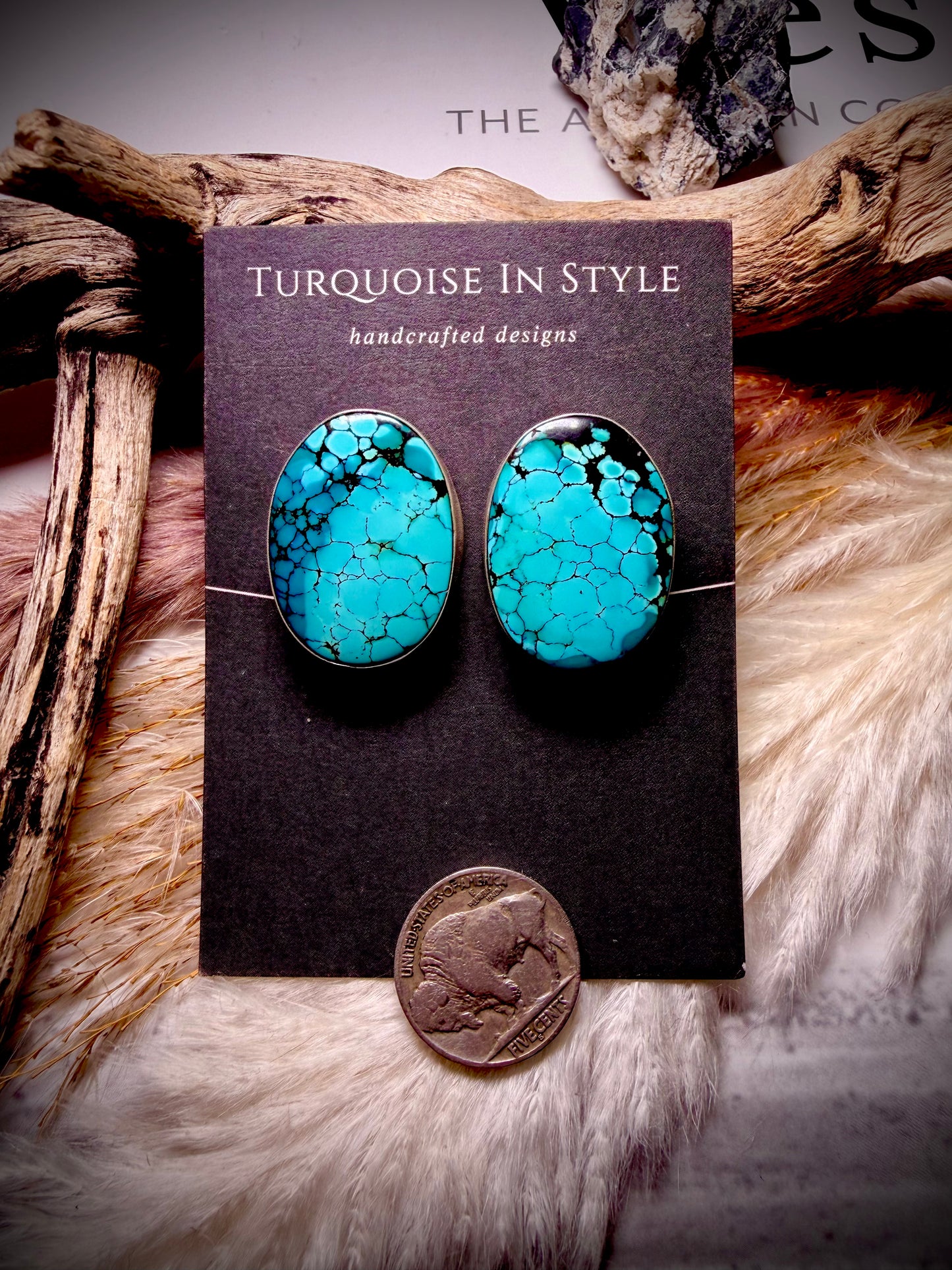 Large Teal Turquoise Snakeskin Studs