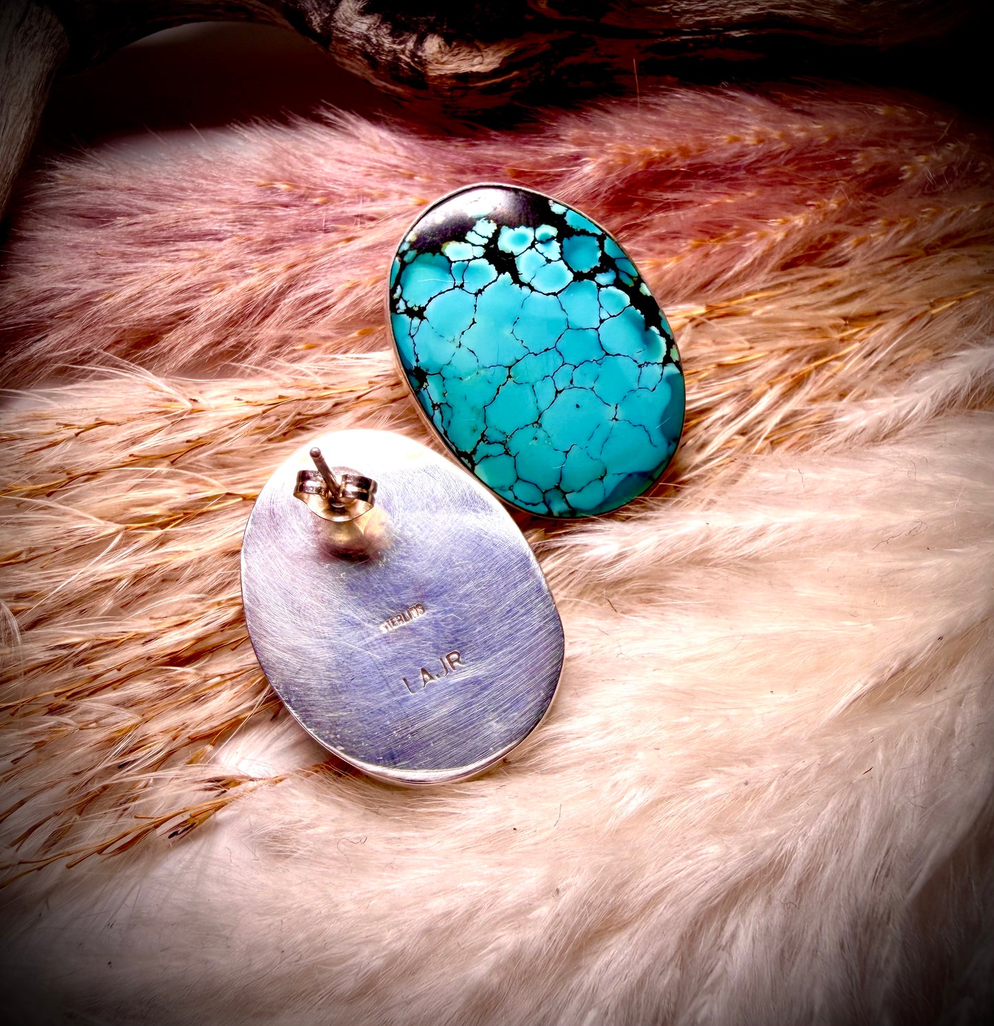 Large Teal Turquoise Snakeskin Studs