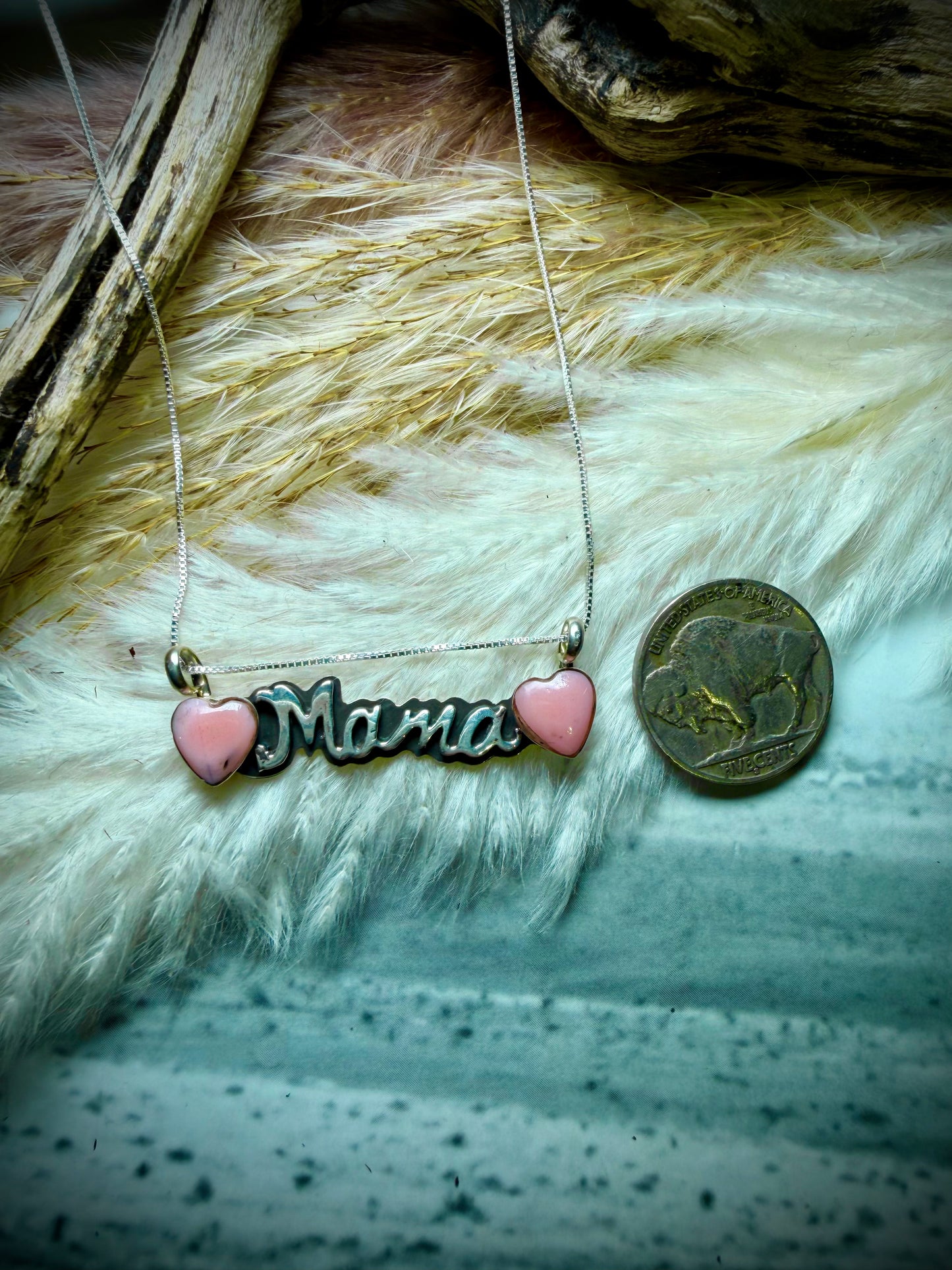 Myra Benally "Mama" with Pink Conch Necklace