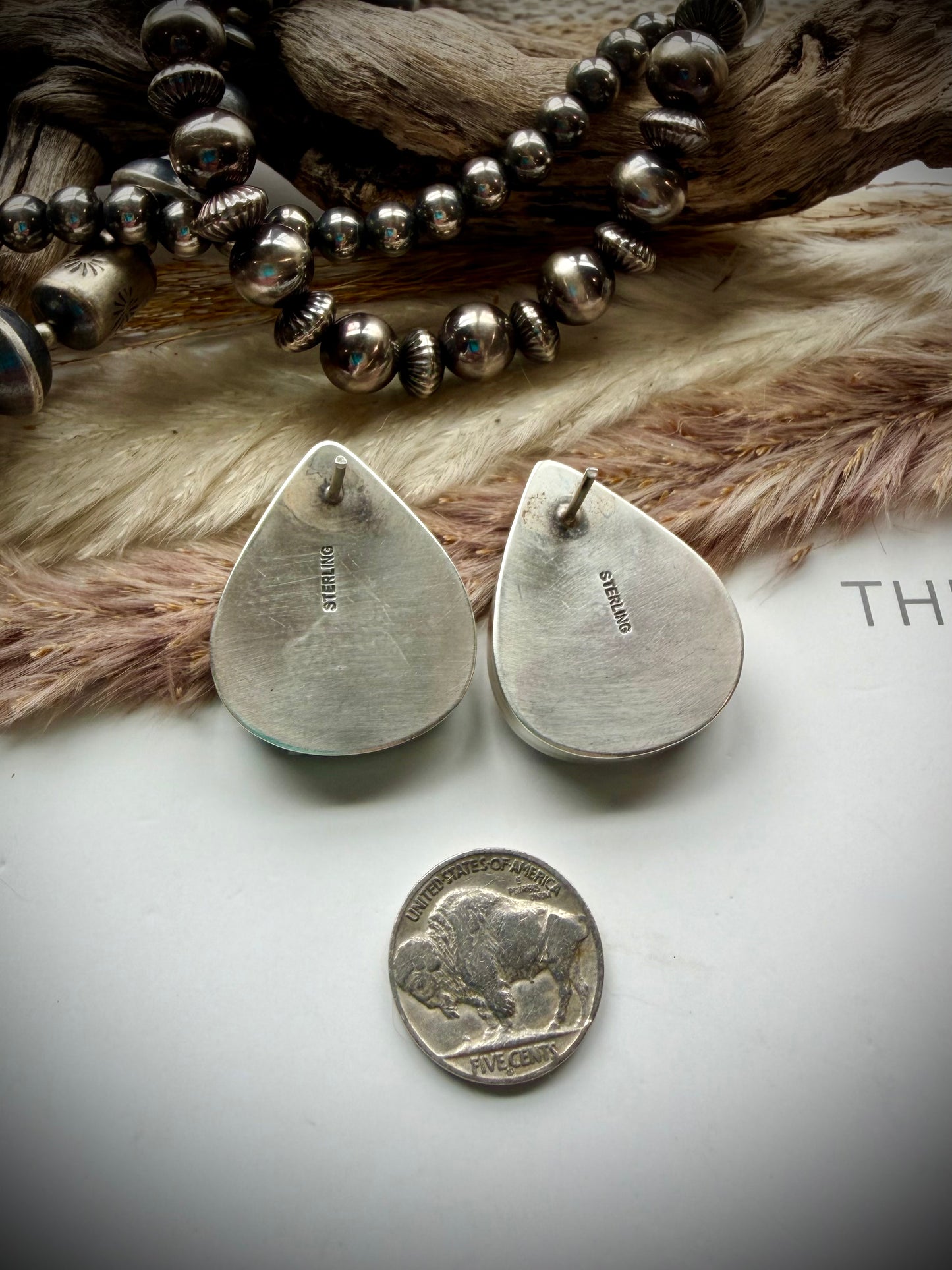 White Buffalo Teardrop Earrings