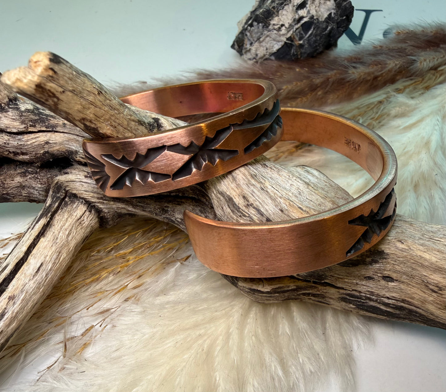 Thin Stamped Copper Cuff by J.Tahe