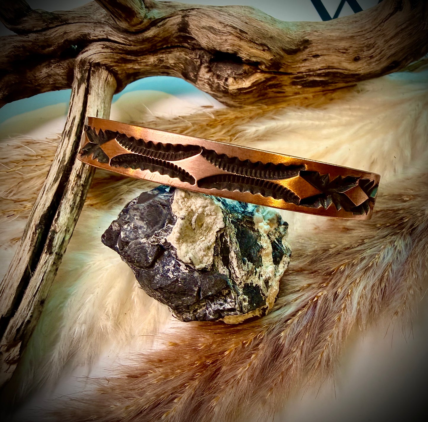 Thin Stamped Copper Cuff by J.Tahe