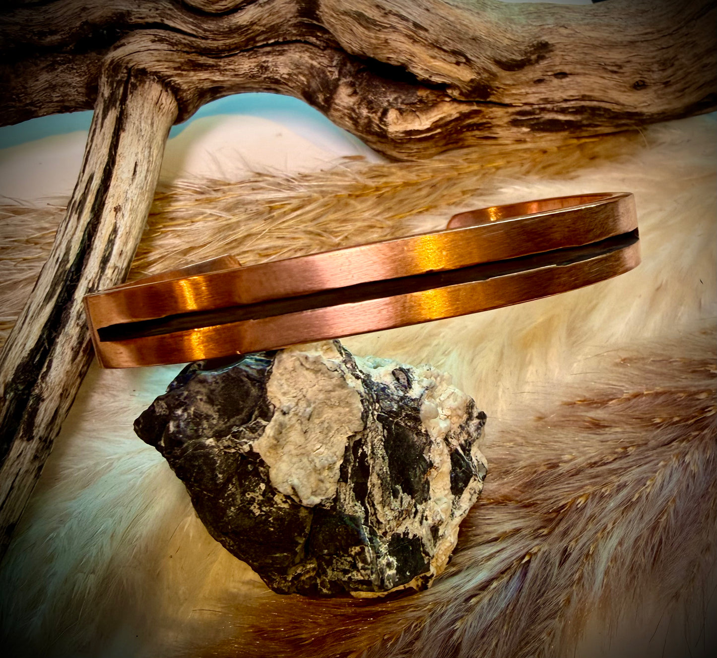 Thin Stamped Copper Cuff by J.Tahe