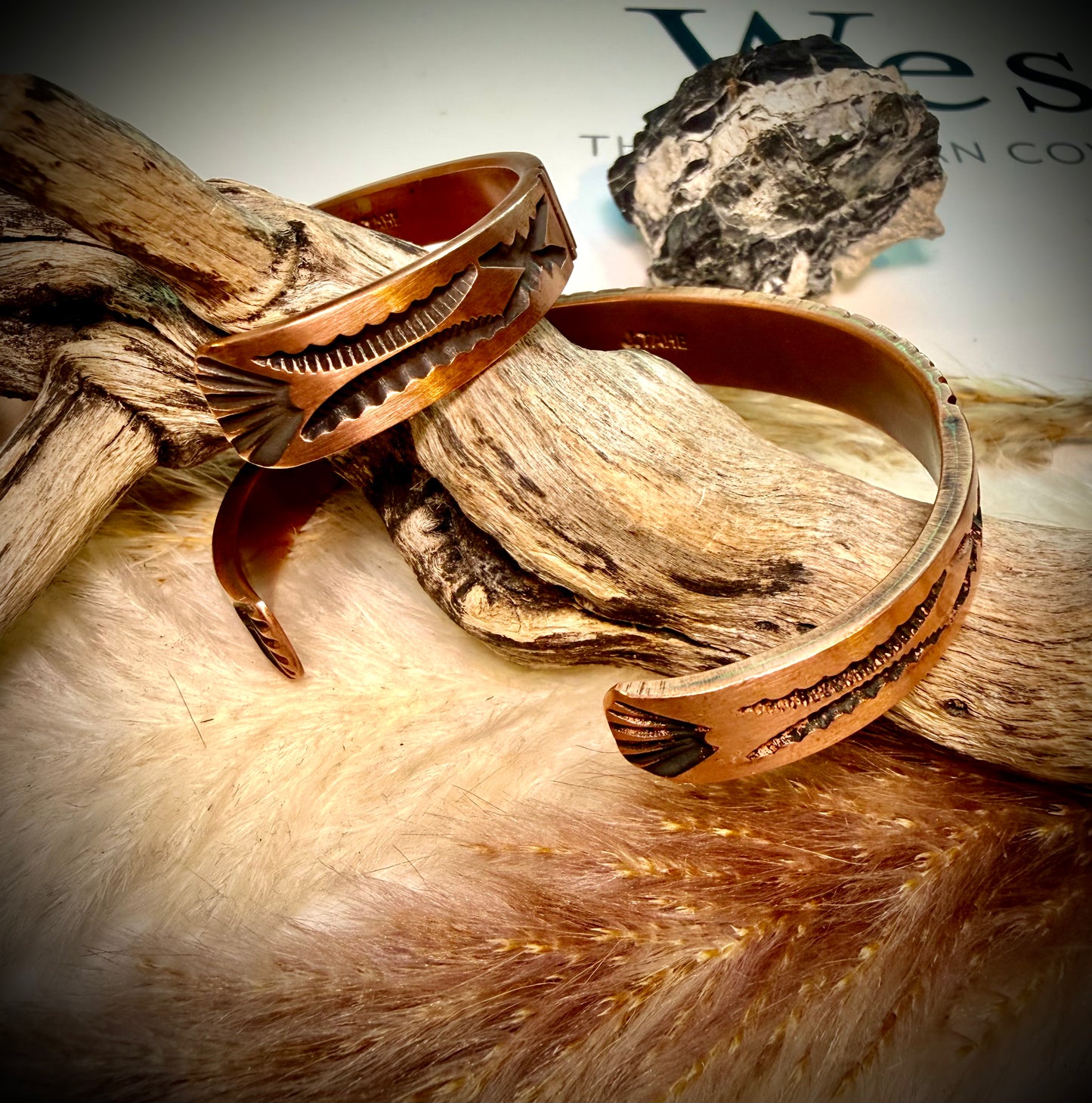 Thin Stamped Copper Cuff by J.Tahe