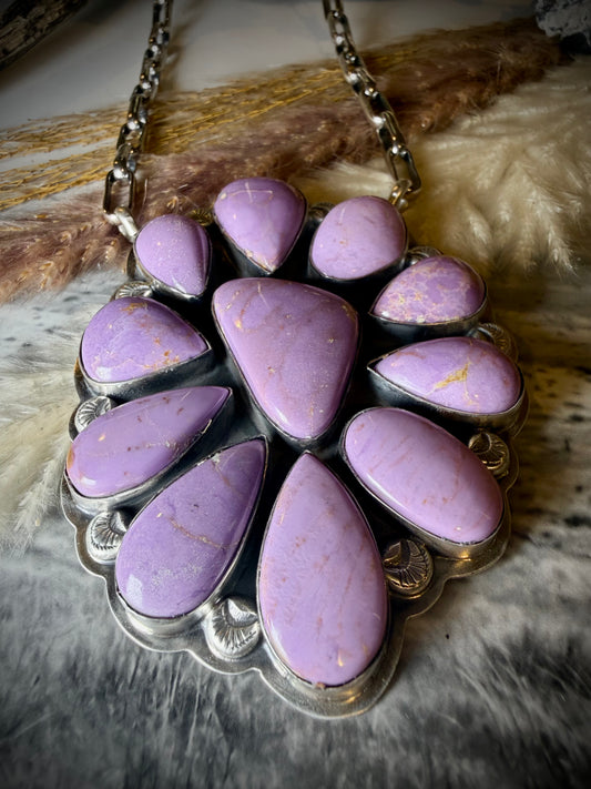 Purple Phosphosiderite Cluster Pendant Necklace