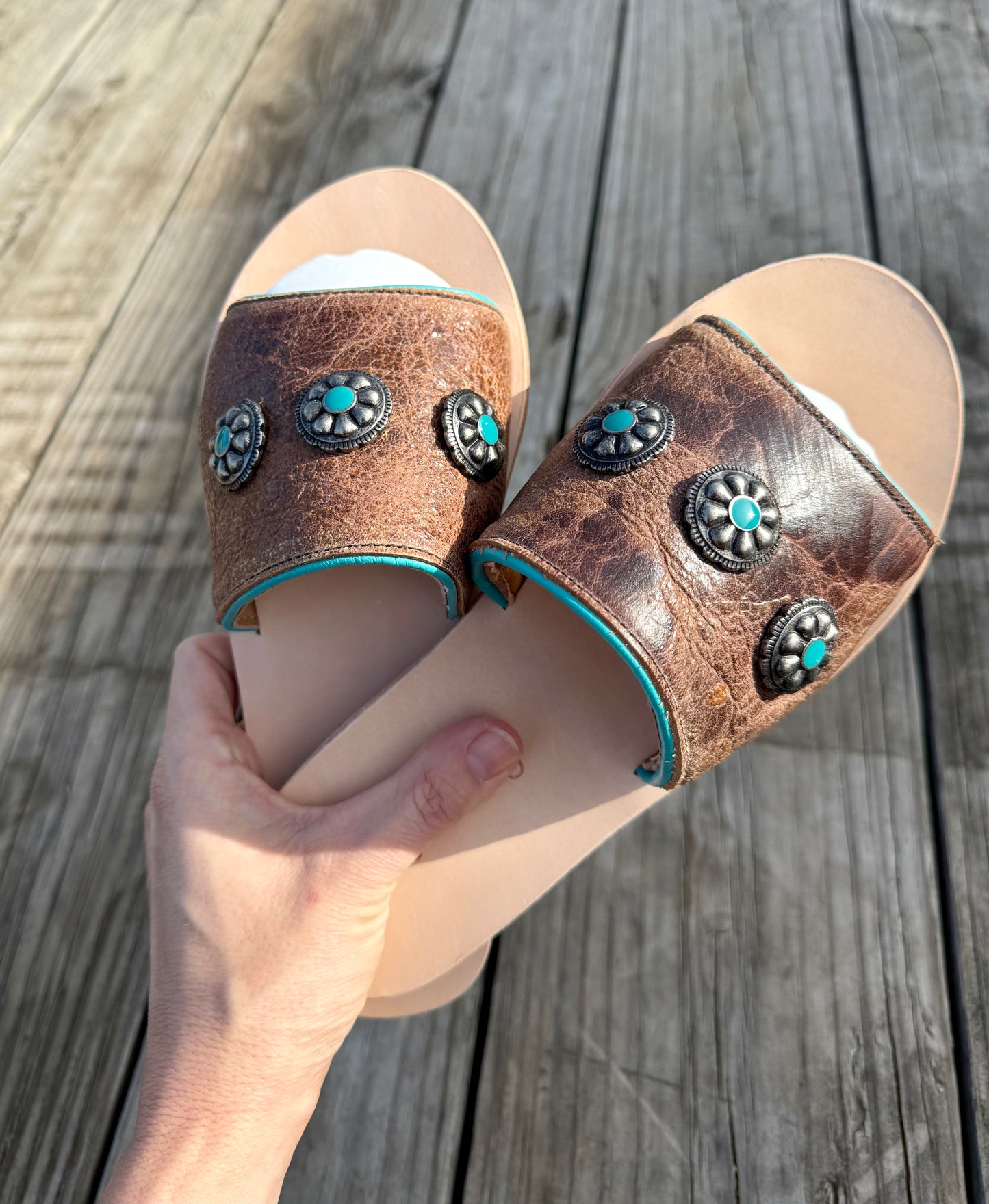Turquoise Queen Slides