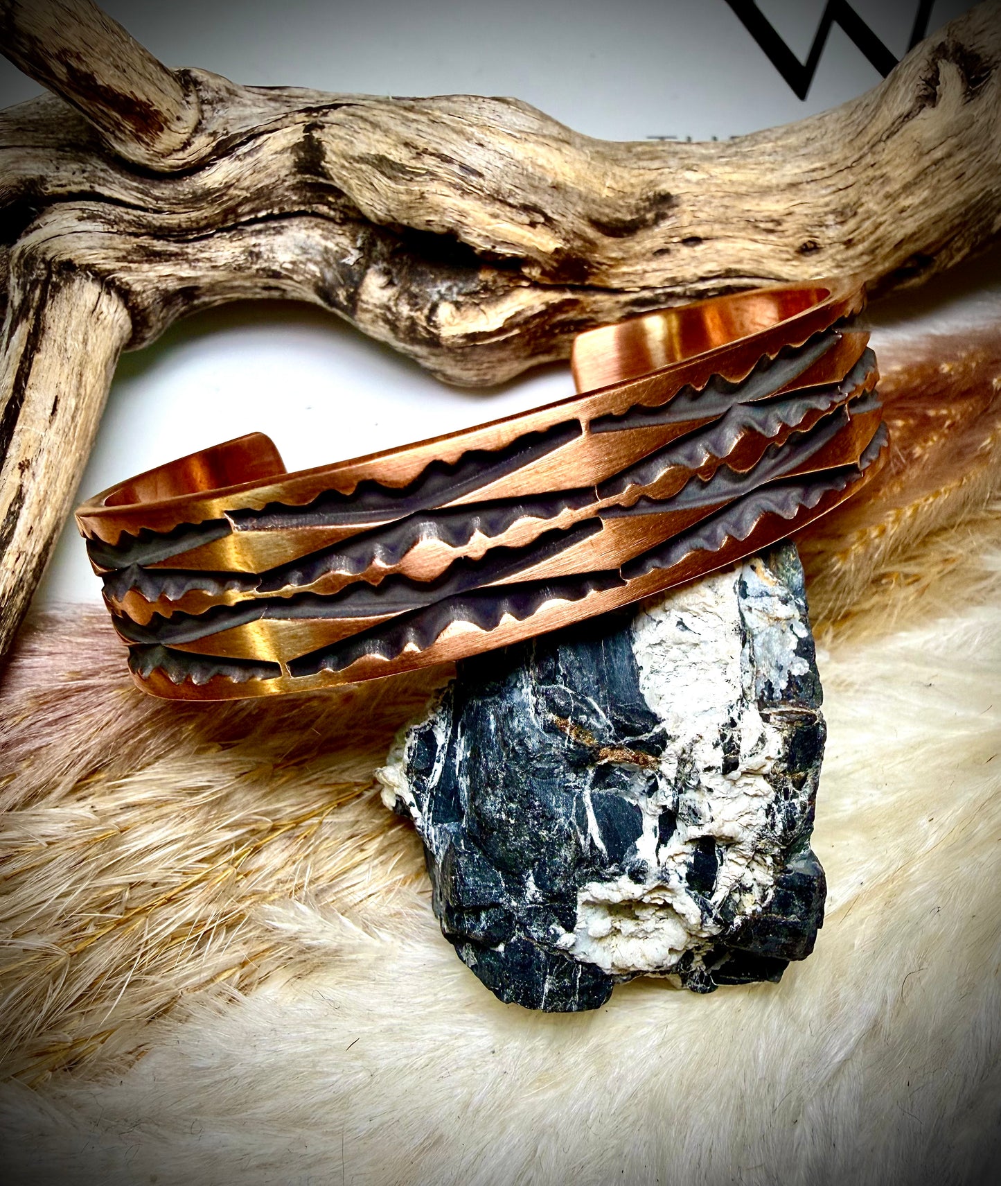 Wide J.Tahe Stamped Copper Cuff
