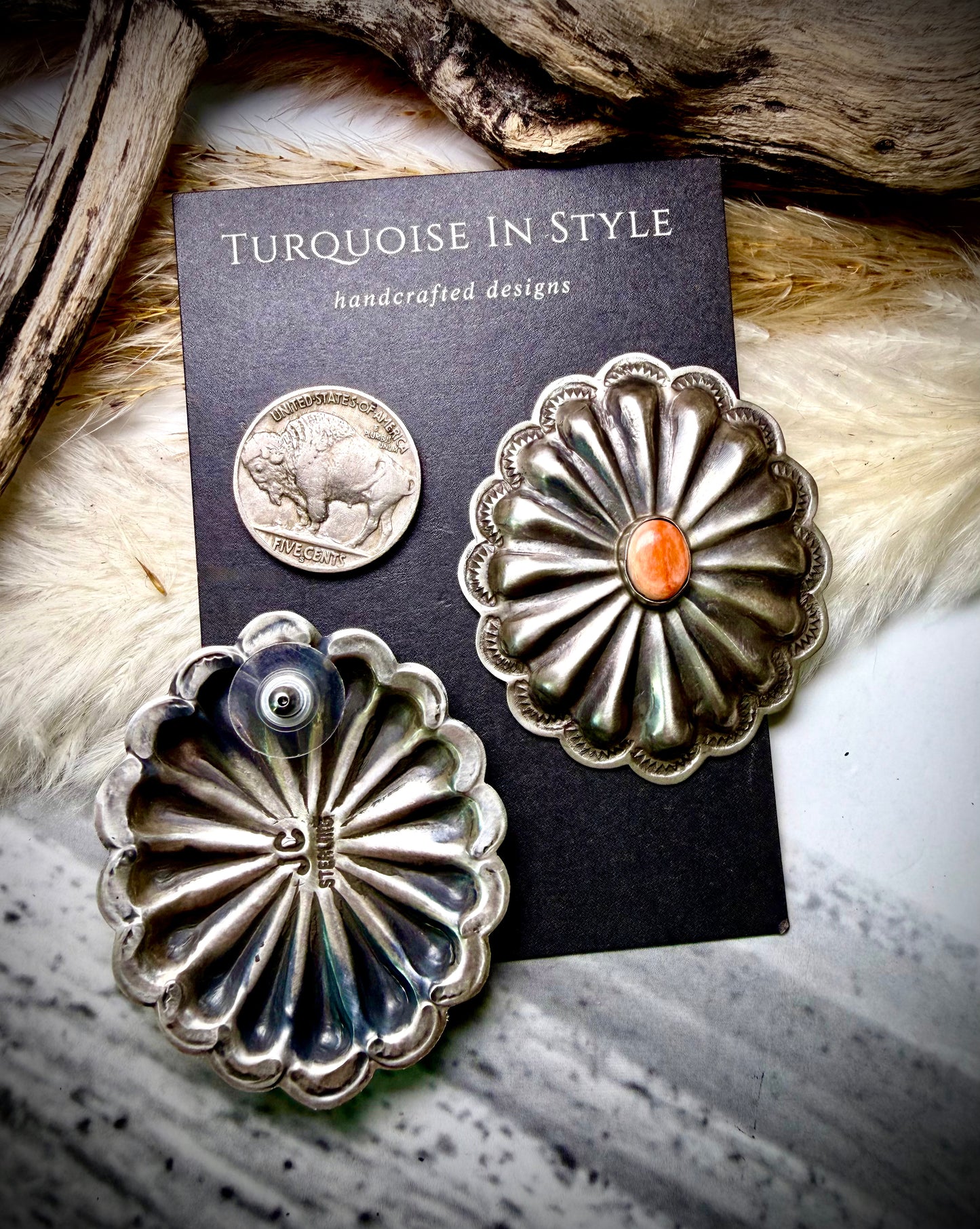 Joshua Christian Concho Earrings- Spiny