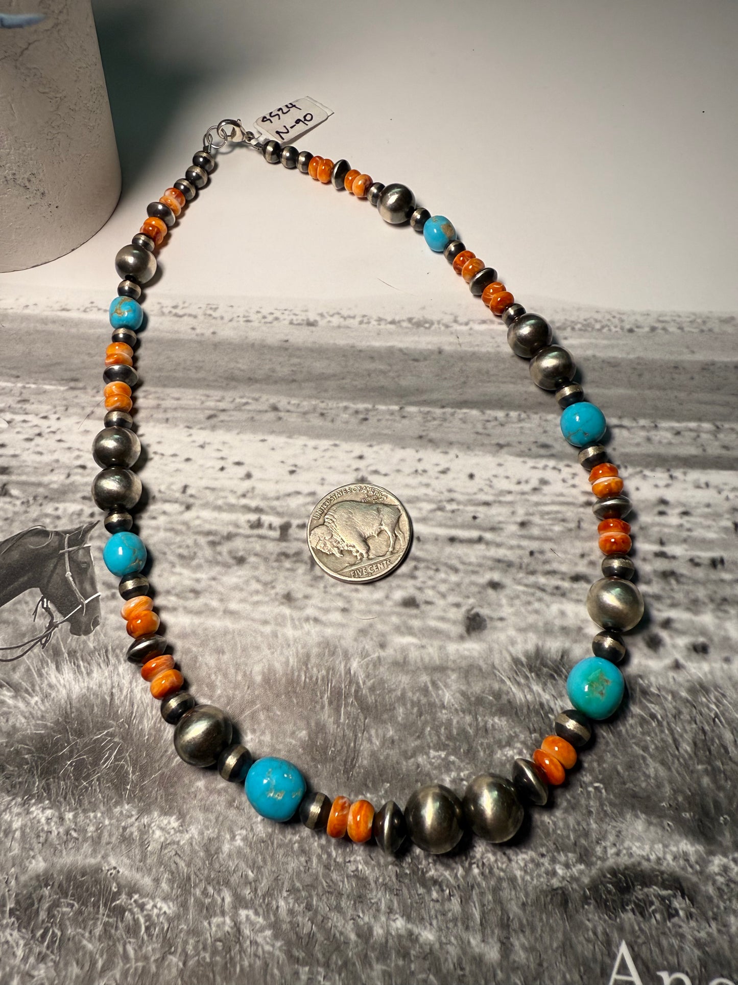 17" Spiny, Pearl & Turquoise Necklace