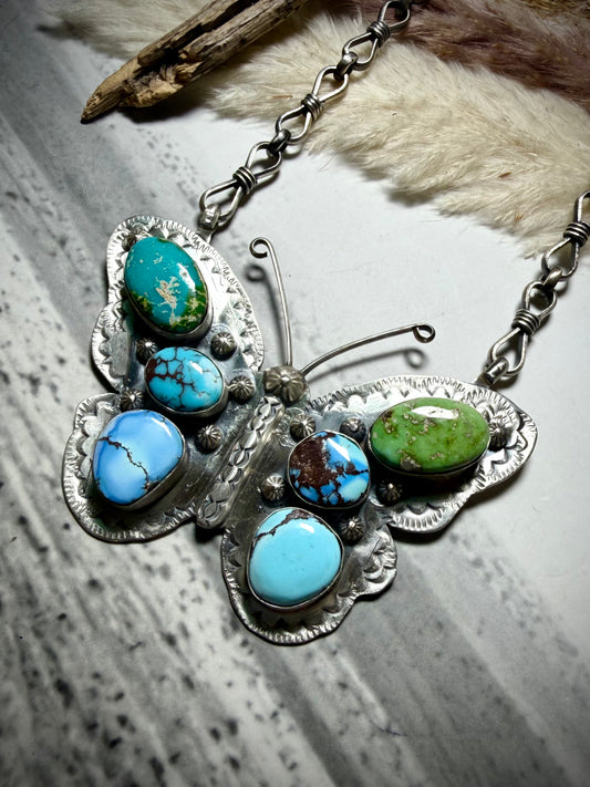 Jeff Largo Turquoise Butterfly Necklace