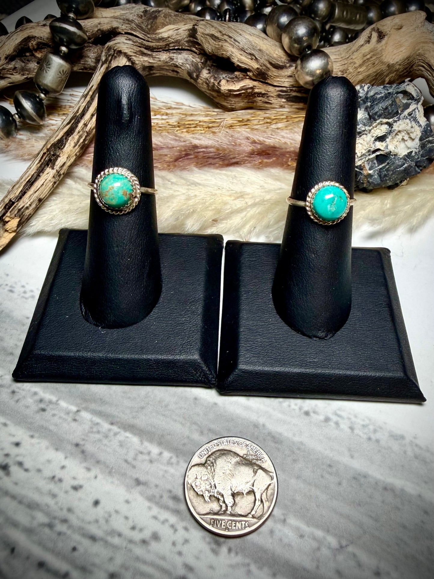 Esther White Turquoise Rings Size 6 1/2